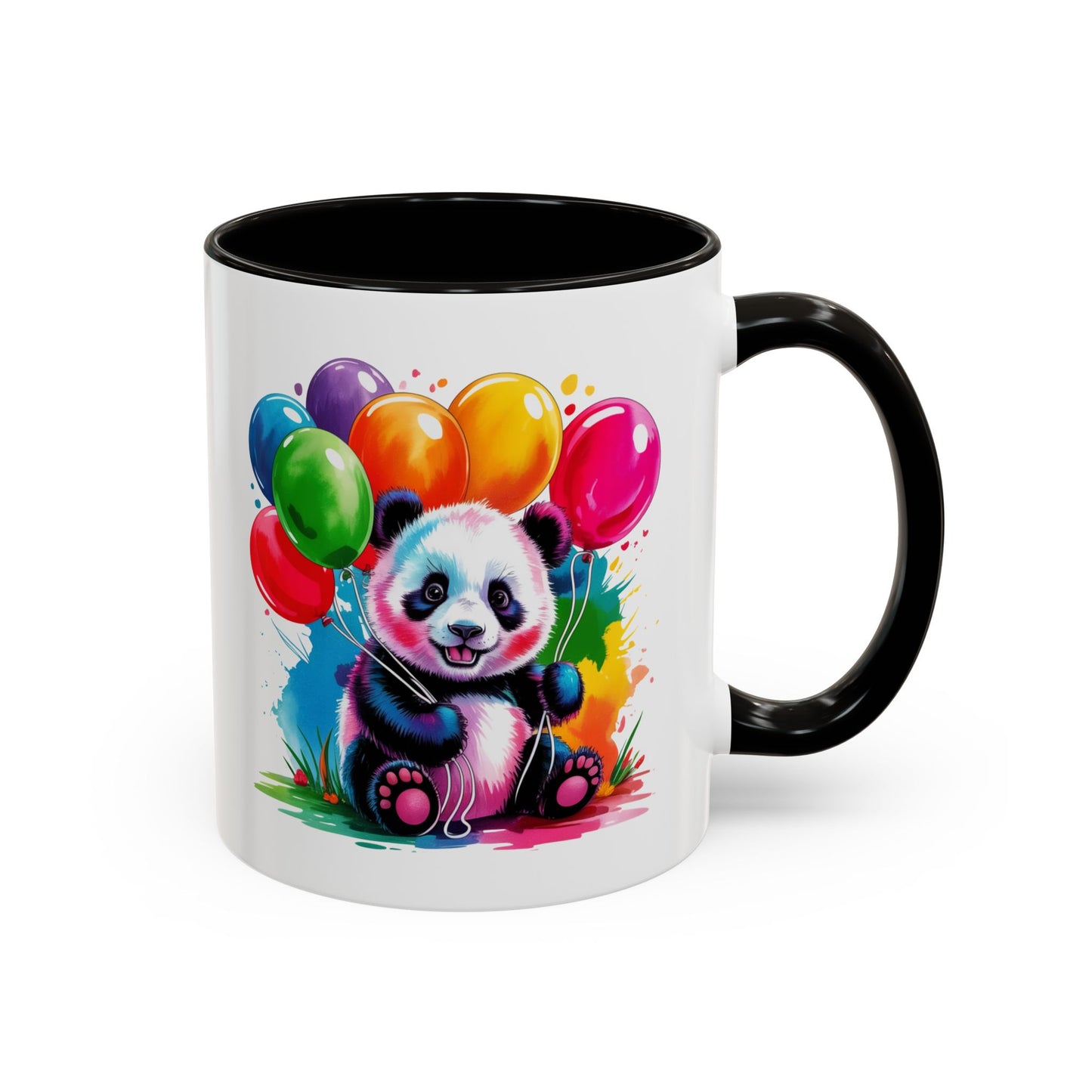 Mug Panda Kawaii avec Ballons Multicolores – Tasse Mignonne Cadeau Anniversaire et Fête – Céramique 325ml