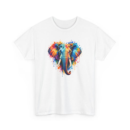 Tee Shirt Éléphant Coloré Homme Femme – T-Shirt Animal Style Aquarelle Multicolore – Cadeau Amoureux des Éléphants