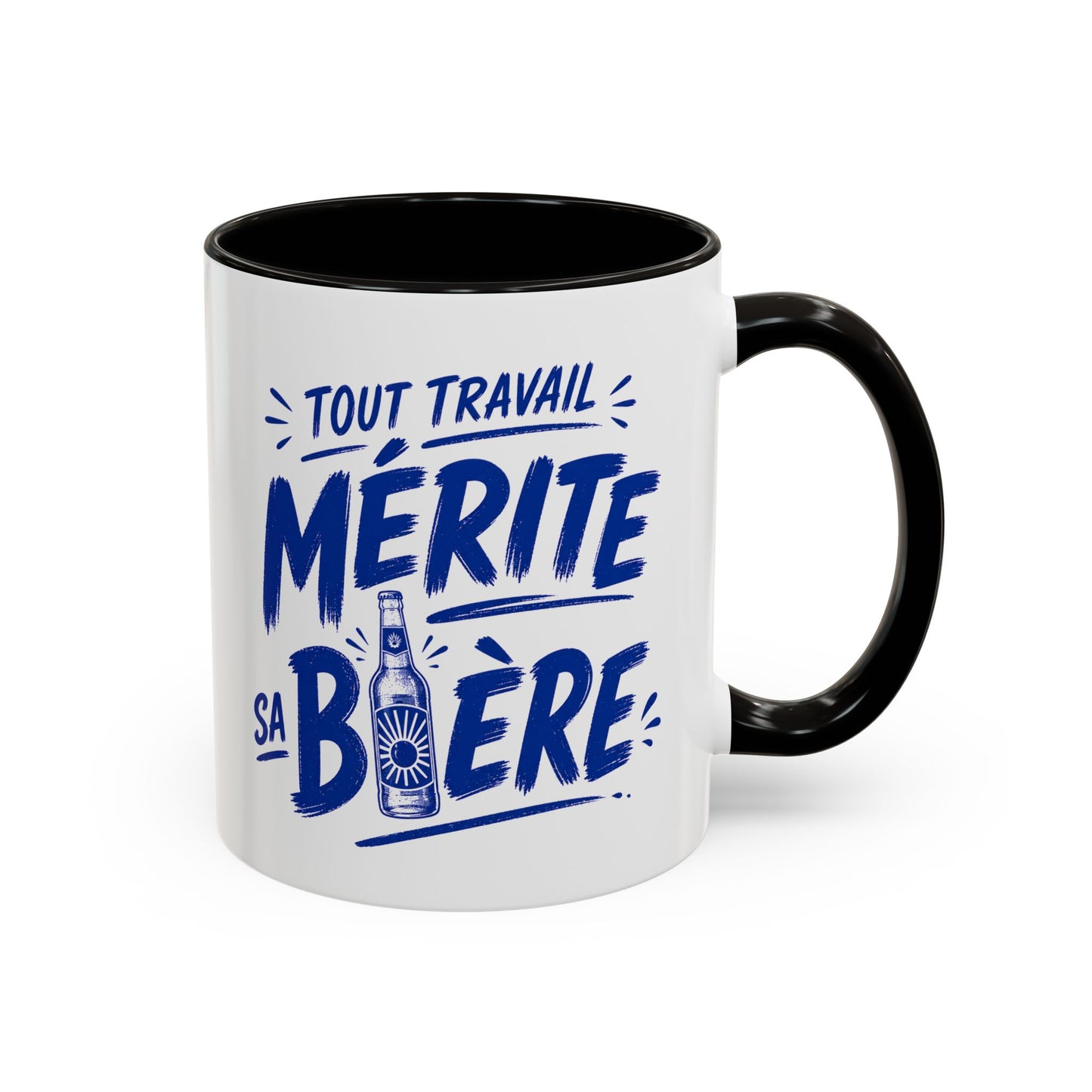 Mug Humour Homme Bière – Tasse “Tout Travail Mérite sa Bière” – Cadeau Original Collègue Travail Bière 325ml