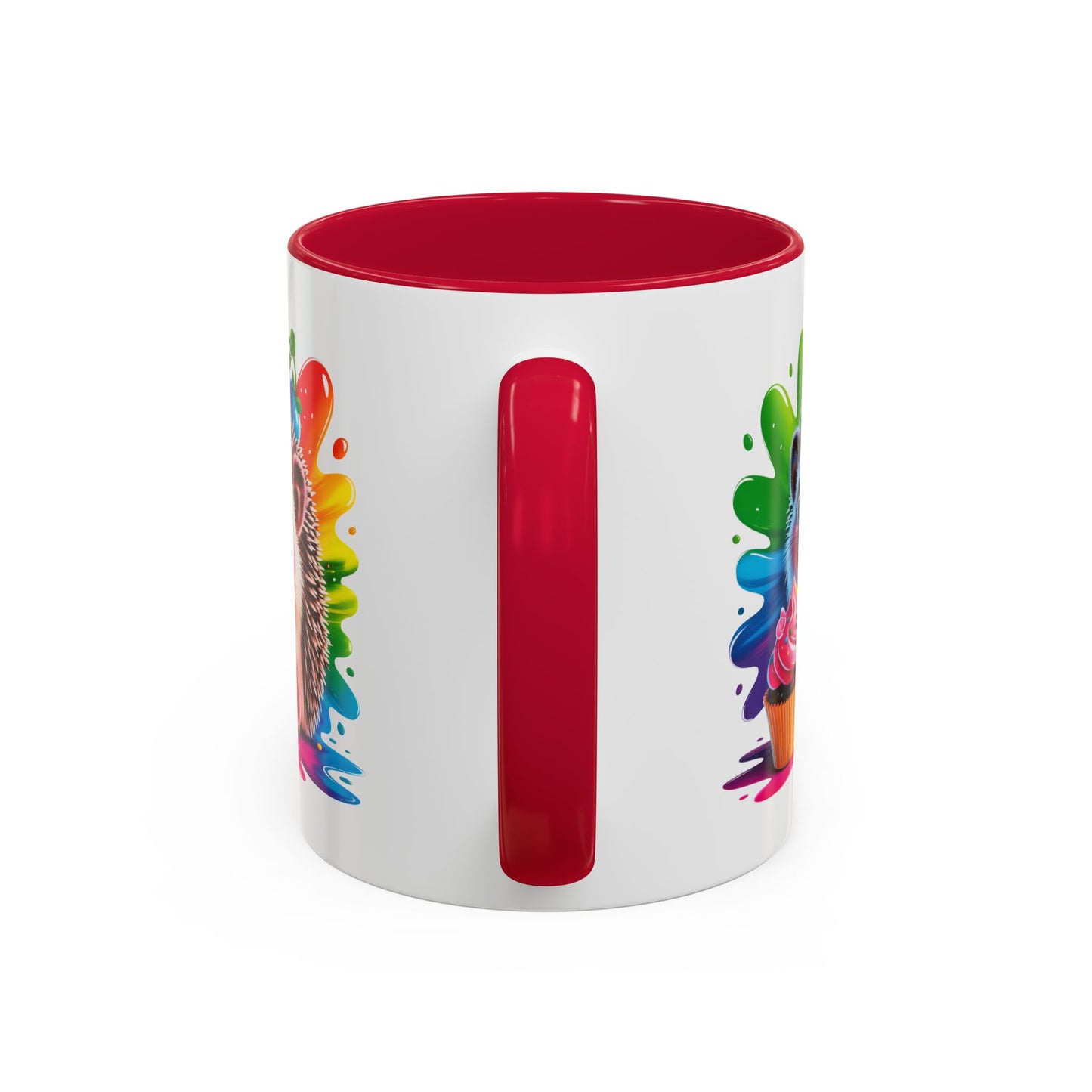 Mug Hérisson Mignon Gourmand – Tasse Animal Cupcake Coloré Kawaii – Cadeau Original Enfant Adulte – Céramique 325ml Noir Bleu Rouge