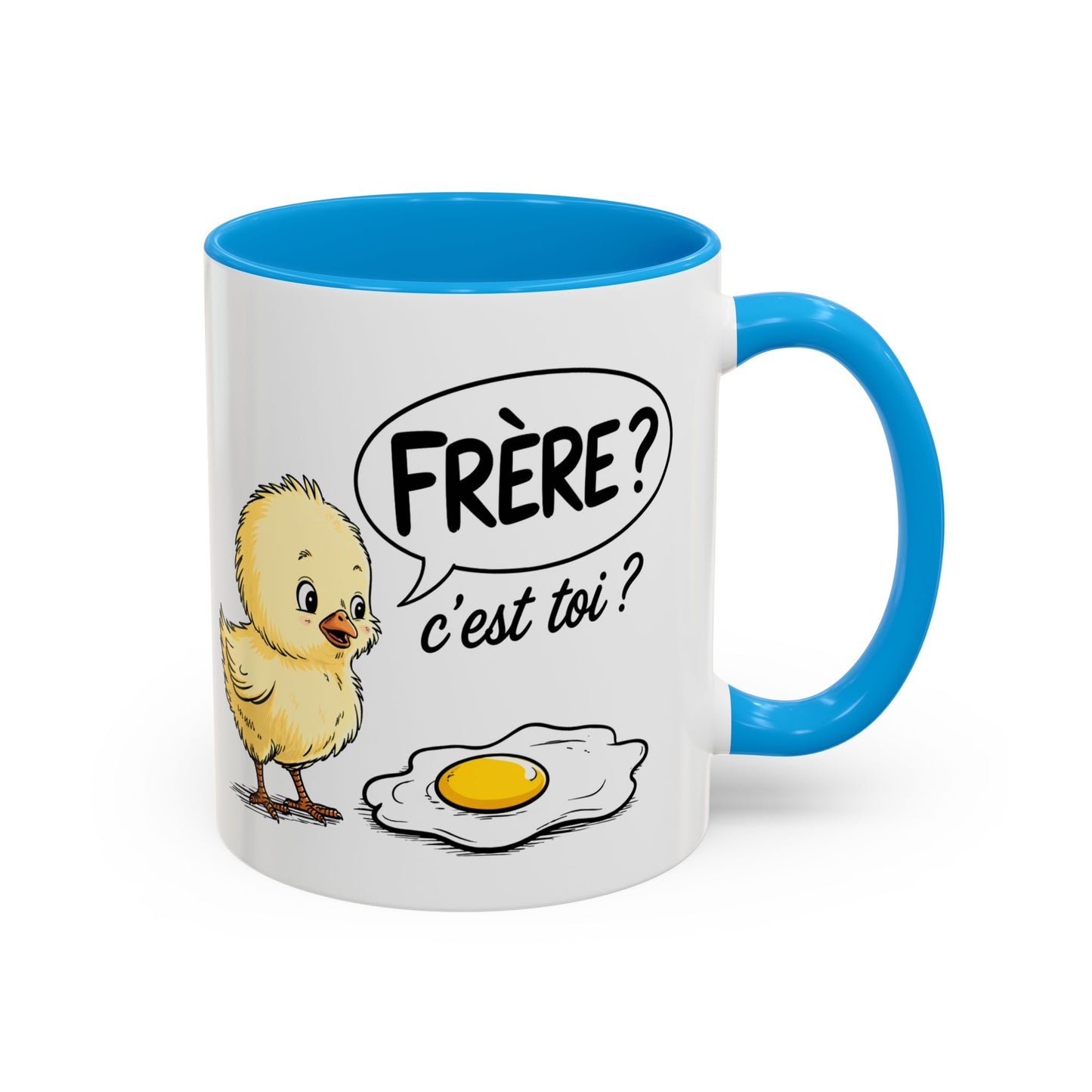 Mug Humour Poussin Œuf – Tasse Blague Frère C’est Toi – Cadeau Drôle Fun Original – Céramique 325ml Noir Bleu Rouge