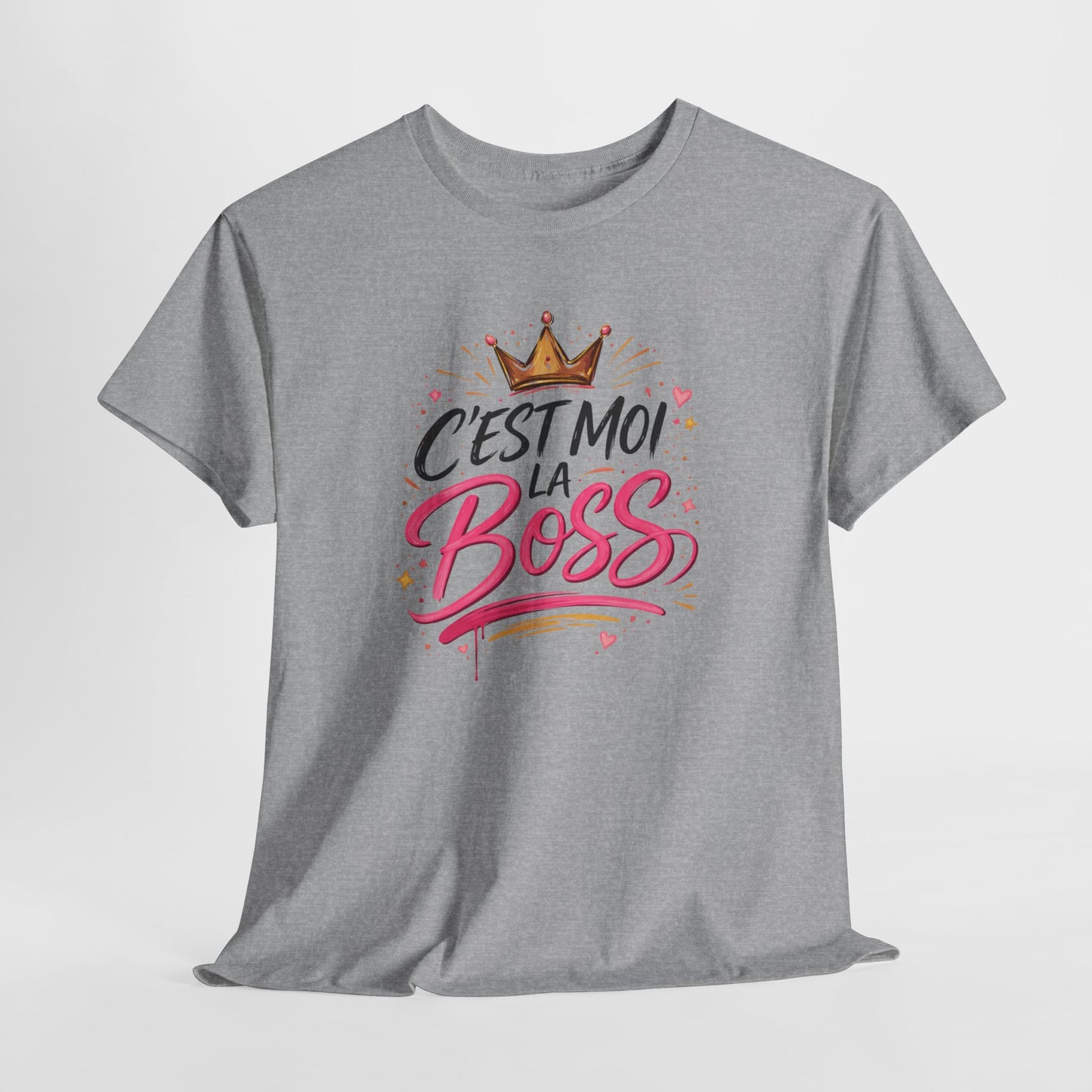 T-Shirt Femme "C’est Moi la Boss" – Design Couronne Rose – Tee-Shirt Humoristique Confiance Girl Power