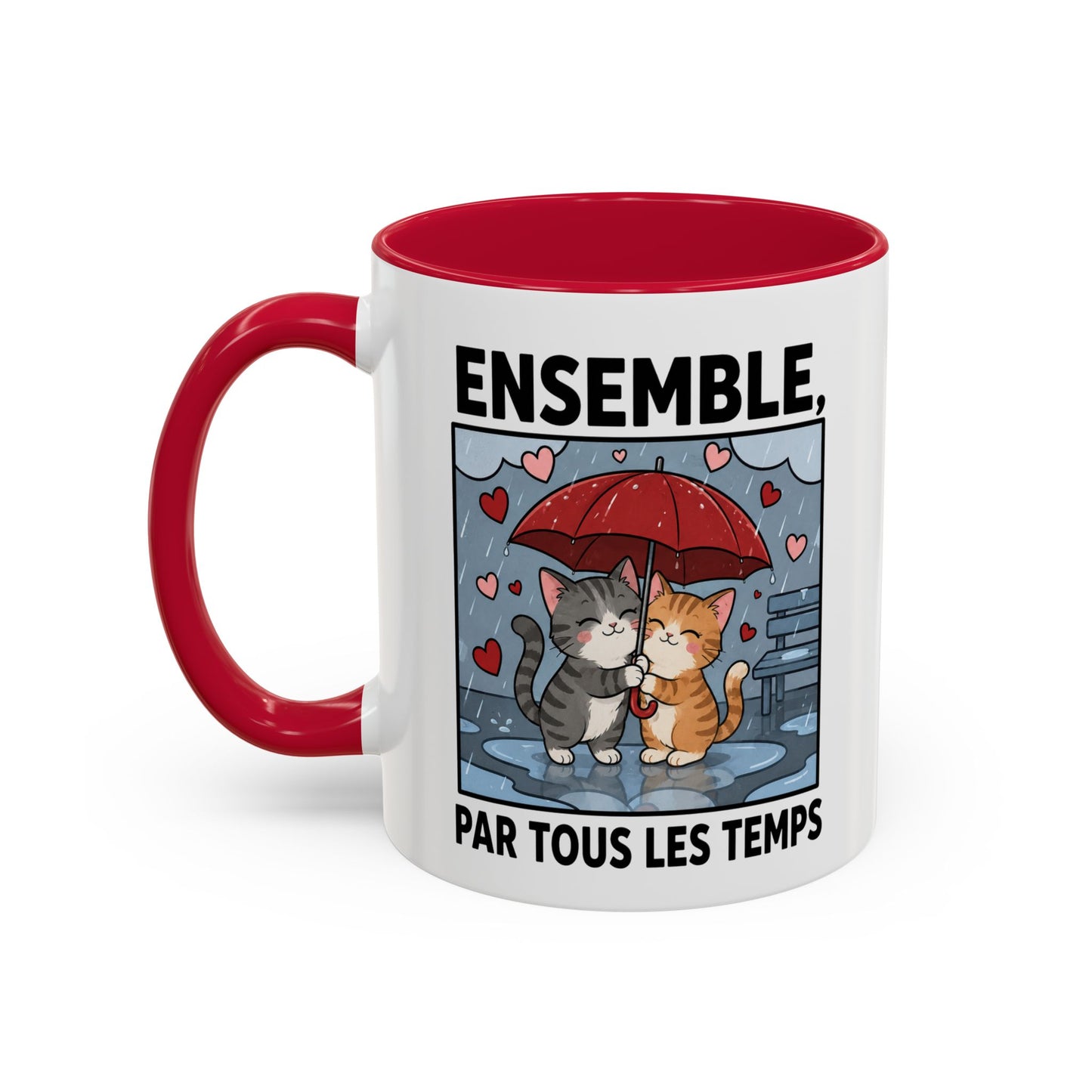 Tasse Ensemble Par Tous Les Temps – Mug Couple Chats Amoureux – Cadeau Saint-Valentin Homme Femme 325ml