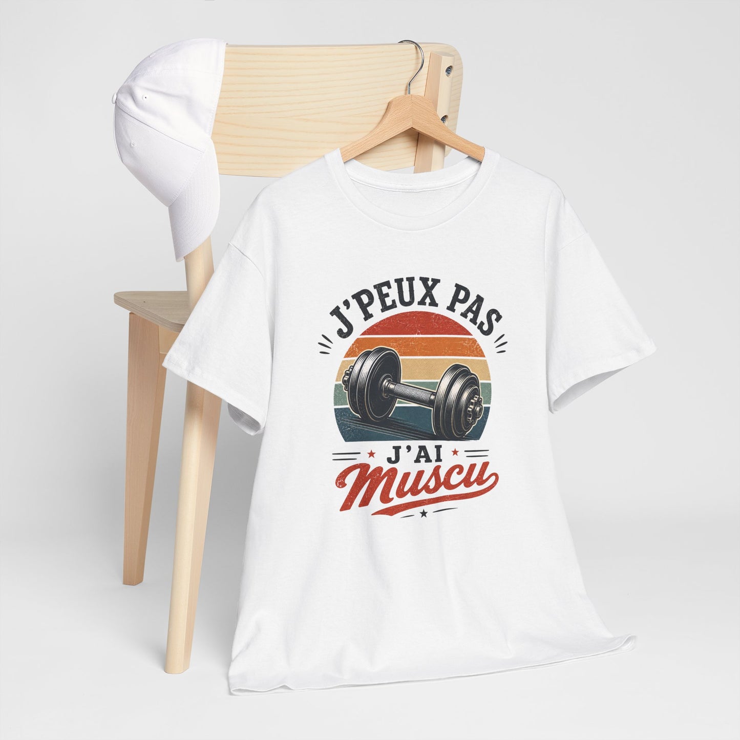 T-Shirt Musculation Homme Femme – J’Peux Pas J’Ai Muscu – Tee Shirt Fitness Bodybuilding Haltère Vintage Cadeau Sport Salle de Sport