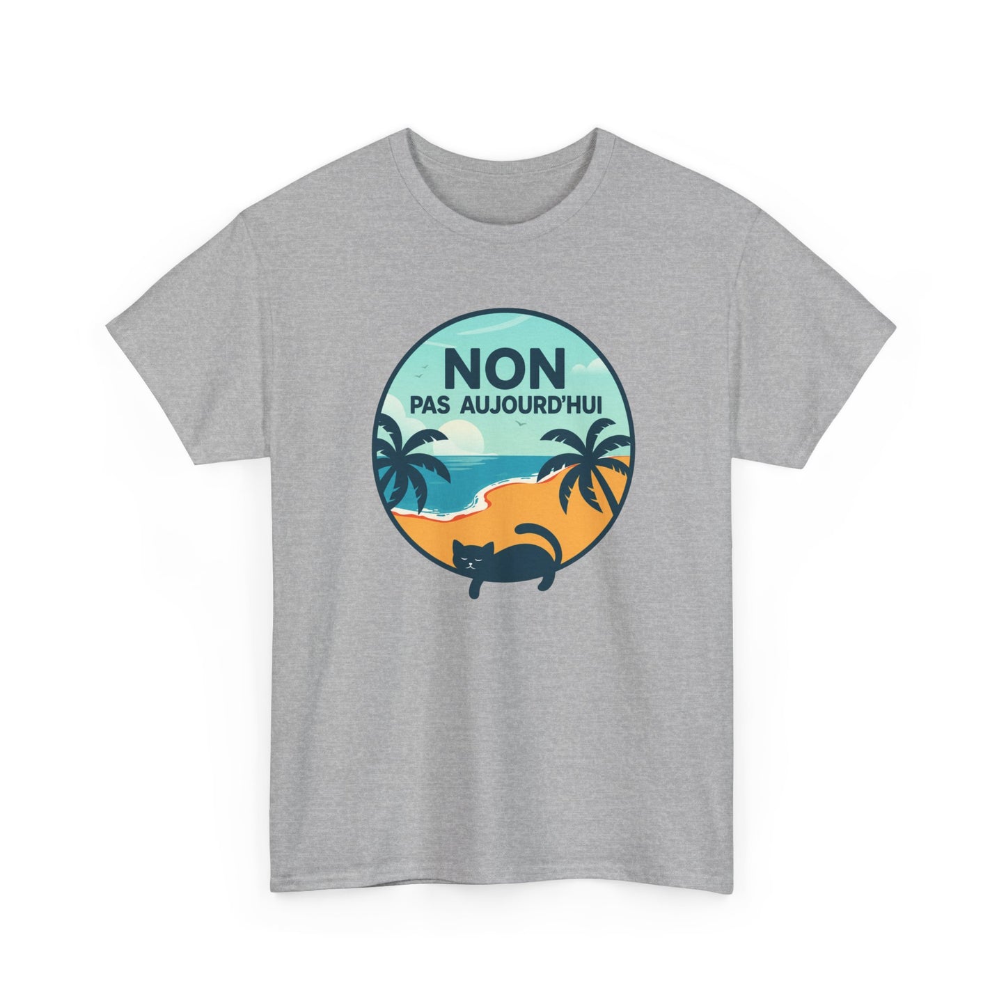 Tee Shirt Chat Homme Femme – Humour Vacances Plage et Farniente – Idée Cadeau Amoureux des Chats Passion Félin
