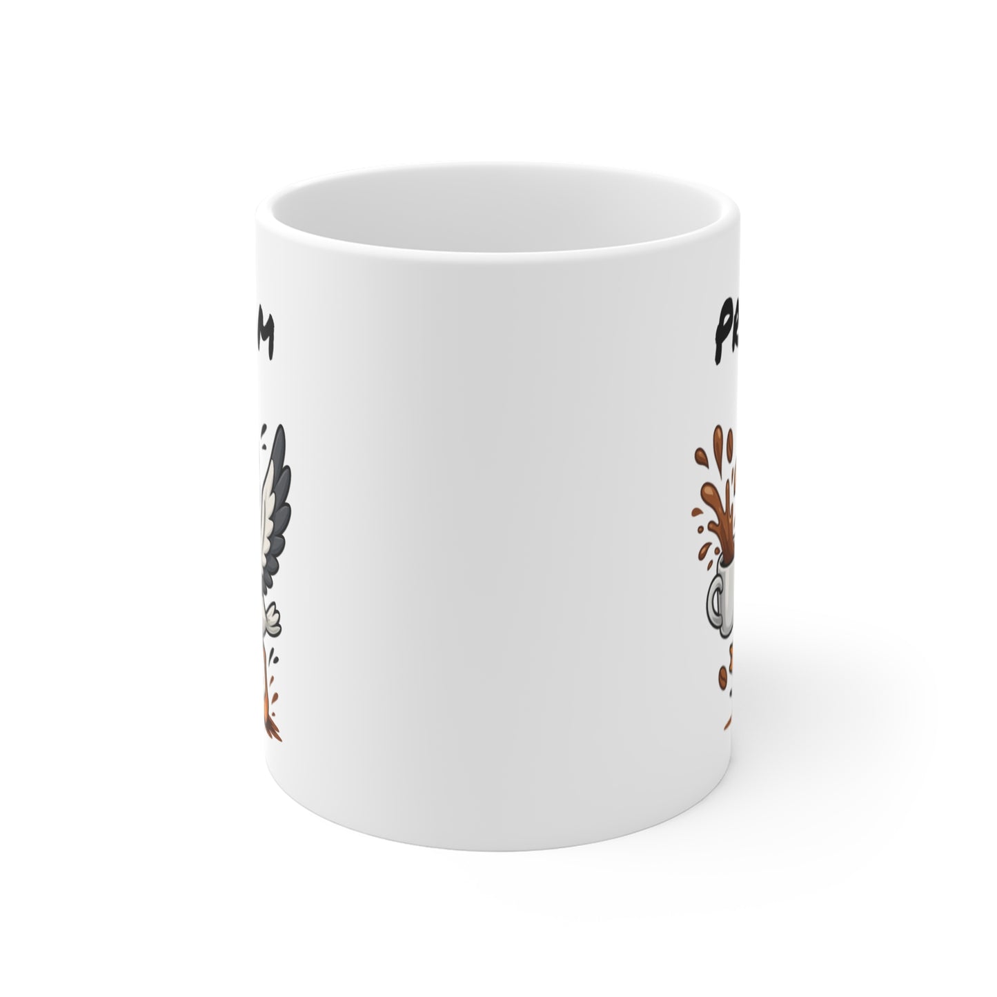 Tasse Personnalisable Mouette Café – Mug Prénom Animal Cartoon Céramique 325ml – Cadeau Original