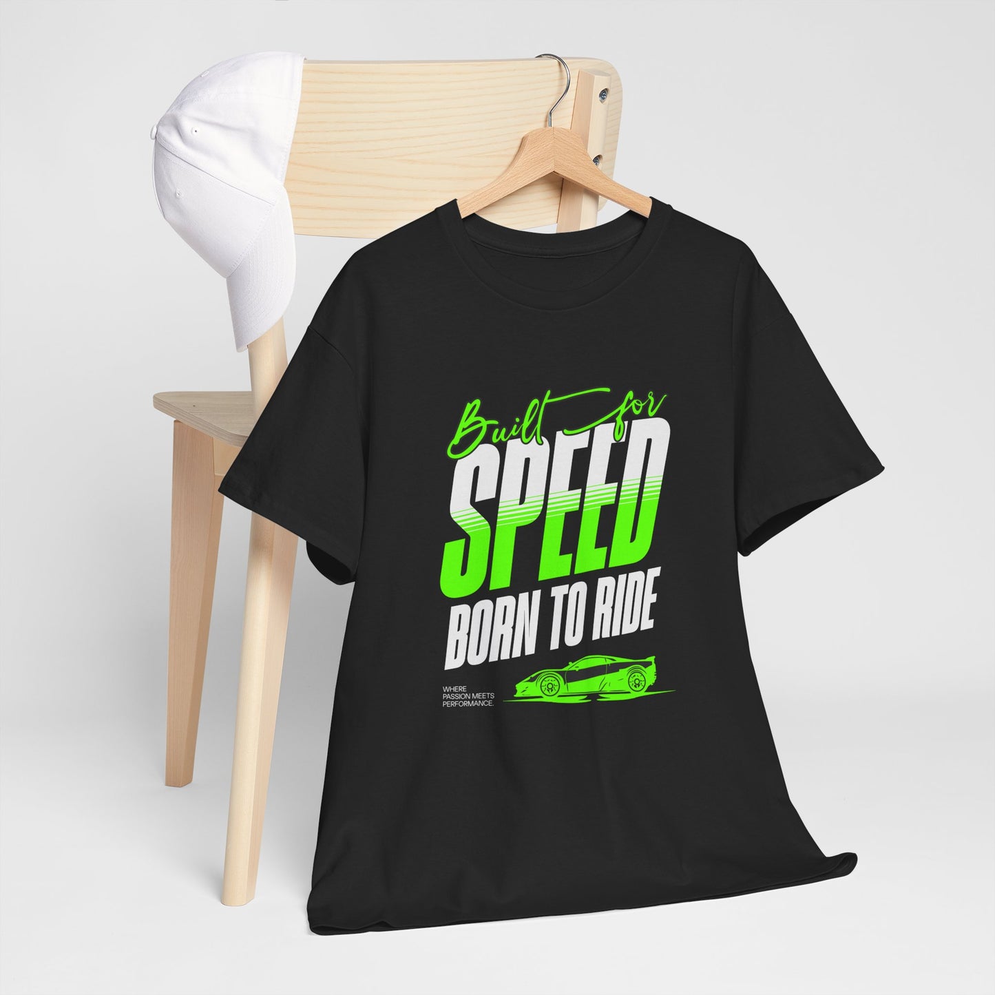T-Shirt Voiture Racing Homme Femme – Tee Shirt Speed Born To Ride – Cadeau Passion Auto Noir Gris