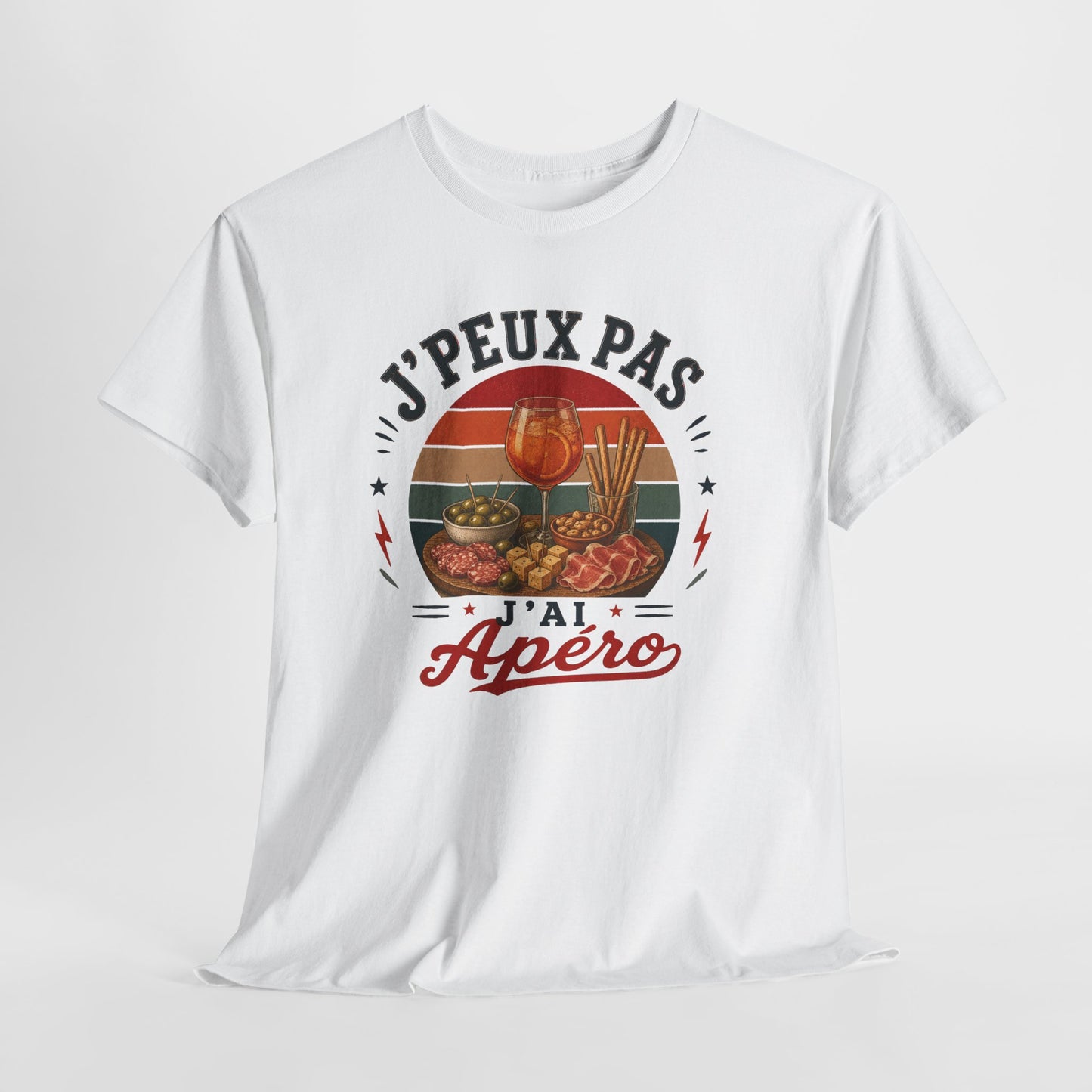 T-Shirt J’Peux Pas J’Ai Apéro – Tee Shirt Humour Convivial Vintage – Cadeau Ami Collègue Homme Femme