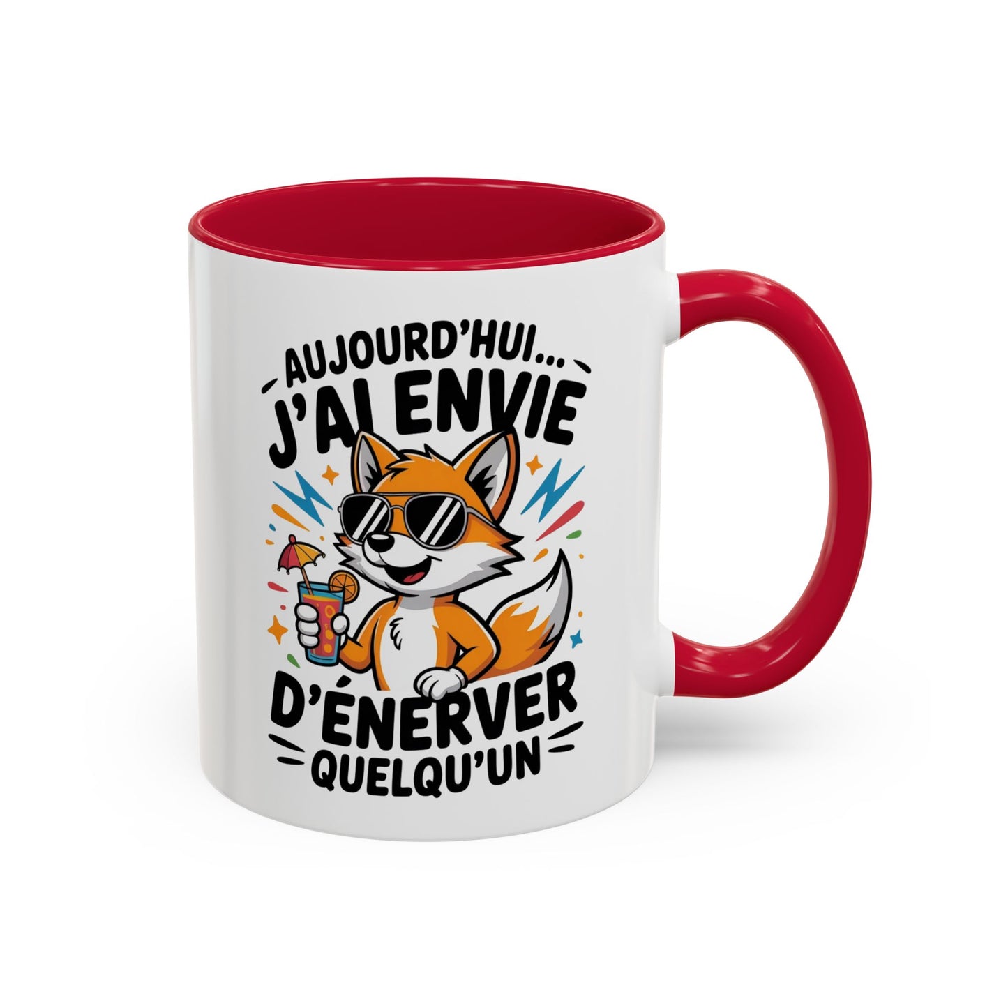 Mug Renard Humoristique – Tasse Animal Drôle Citation Fun – Cadeau Original Humour – Céramique 325ml Noir Bleu Rouge