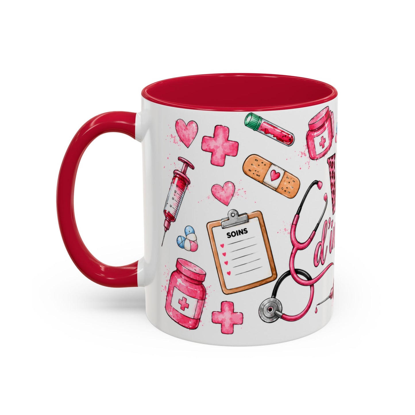 Tasse Vie d’Infirmière – Mug Infirmière Rose et Léopard – Cadeau Personnel Soignant Femme 325ml