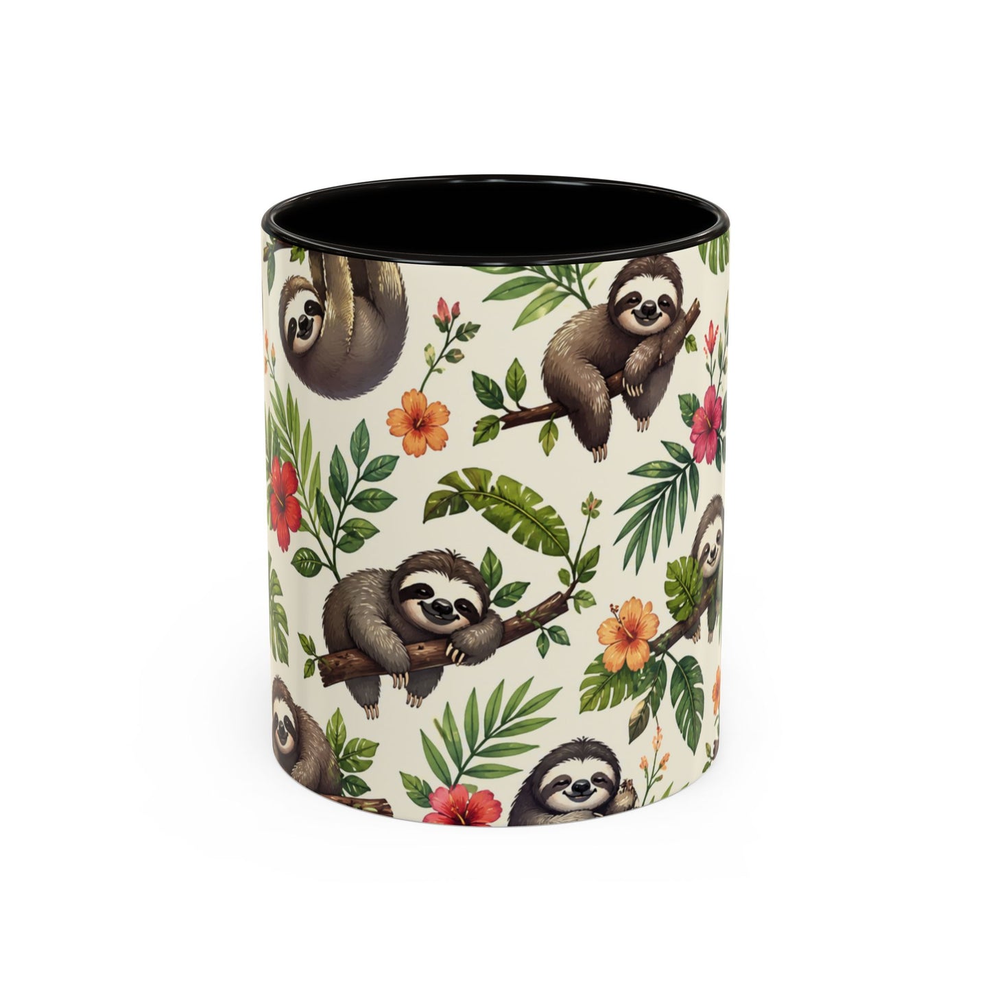 Tasse Paresseux Mignons – Mug Jungle Tropicale et Fleurs – Design Animal Kawaii et Nature – Céramique 325ml