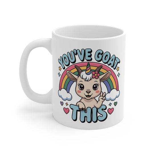 Tasse You’ve Goat This – Mug Chèvre Licorne Arc-en-Ciel – Cadeau Motivation Drôle 325ml