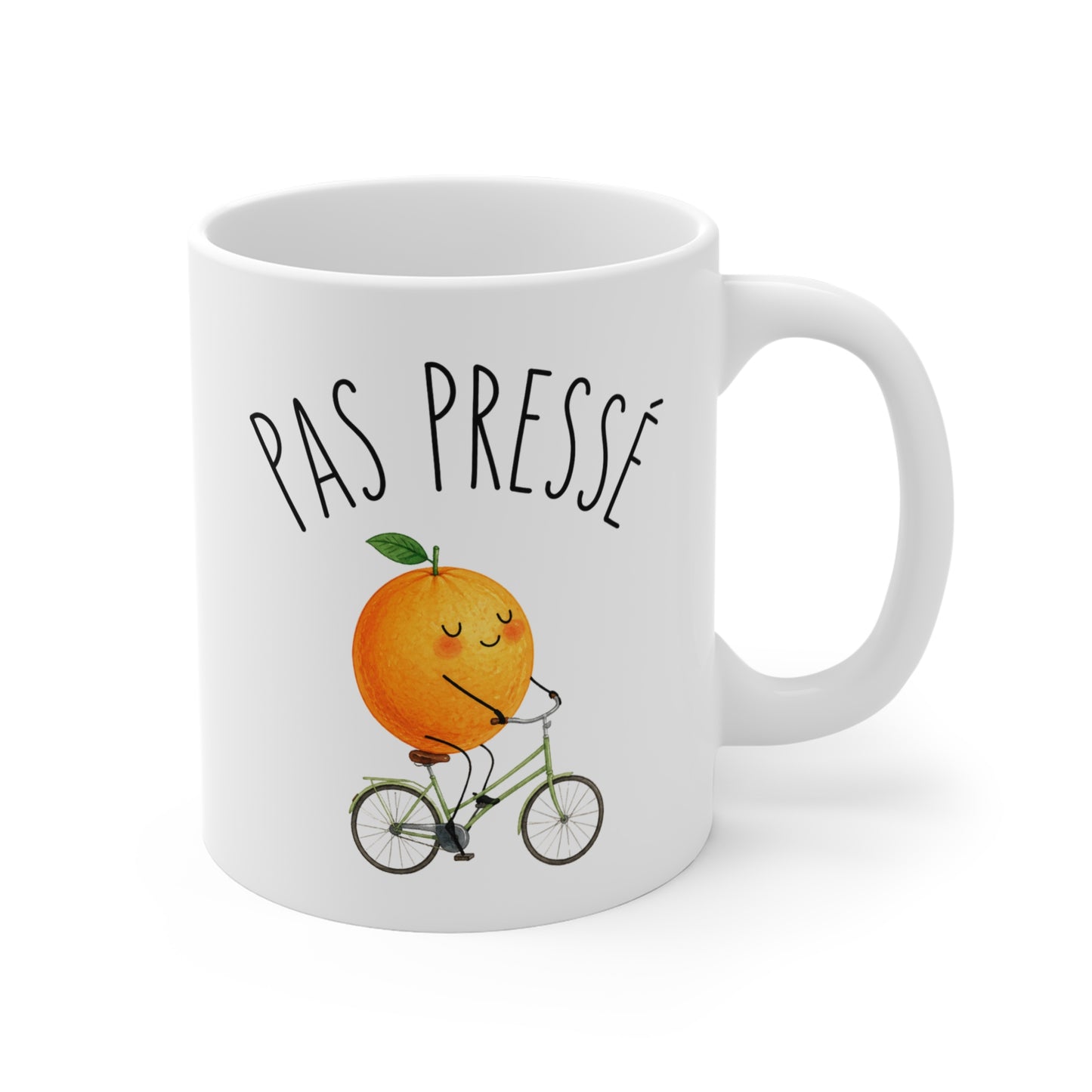 Tasse Pas Pressé – Mug Orange Mignonne À Vélo – Cadeau Humour Homme Femme 325ml