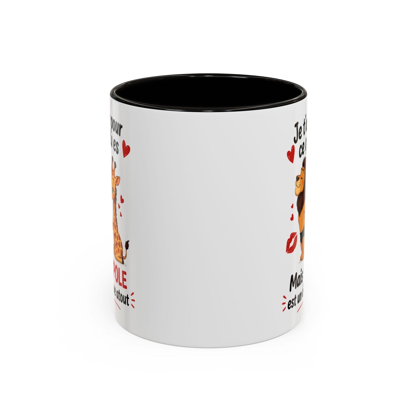 Tasse Lion Girafe Couple Humour – Mug Animaux Amoureux Drôle – Cadeau Couple Original 325ml