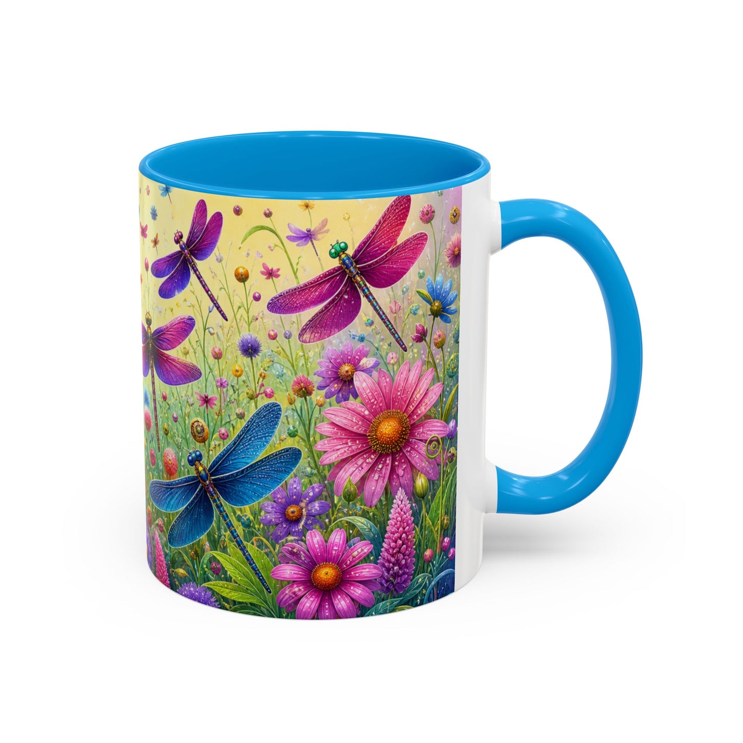 Tasse Libellules et Fleurs Colorées – Mug Nature Printemps et Jardin Fleuri – Design Artistique Floral – Céramique 325ml