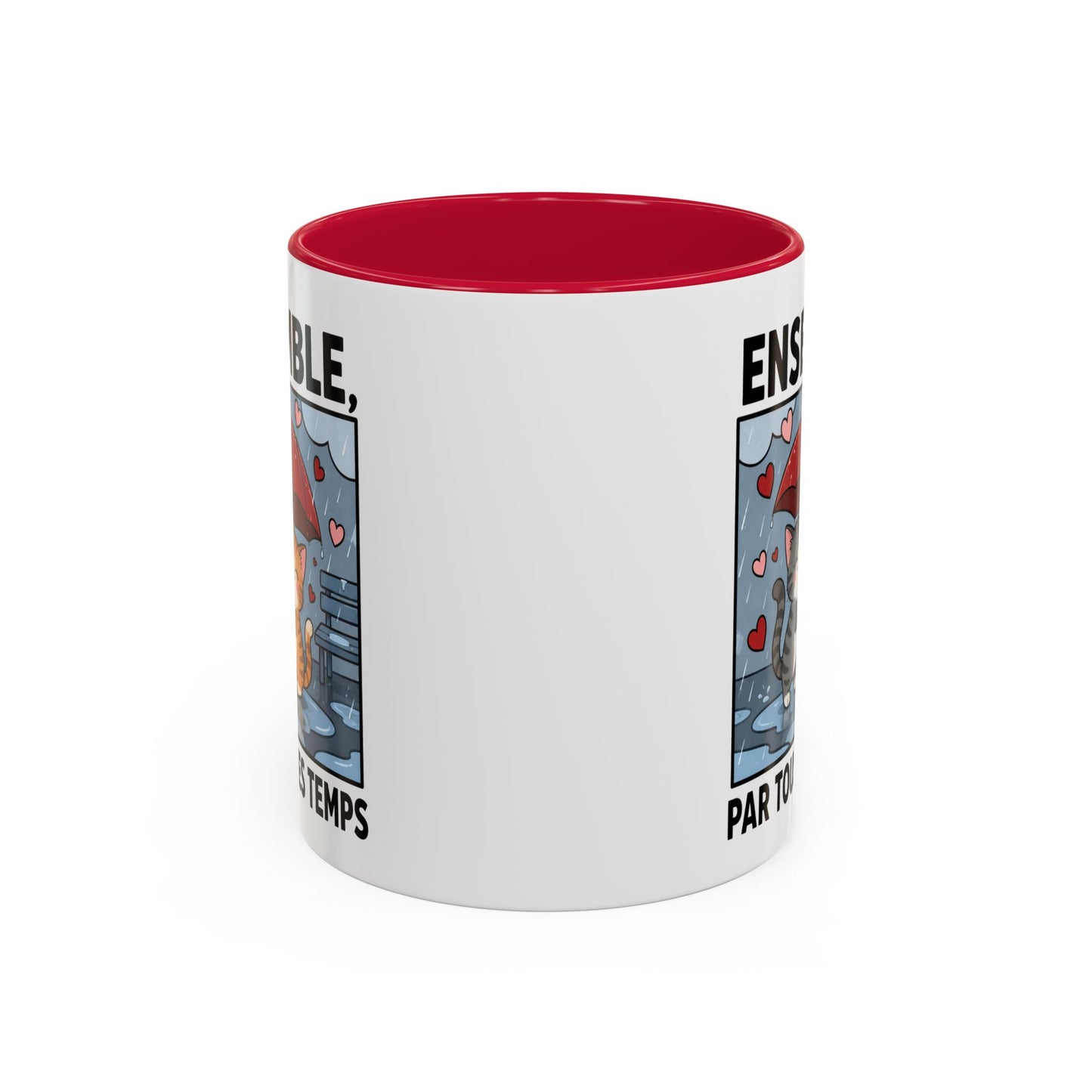 Tasse Ensemble Par Tous Les Temps – Mug Couple Chats Amoureux – Cadeau Saint-Valentin Homme Femme 325ml