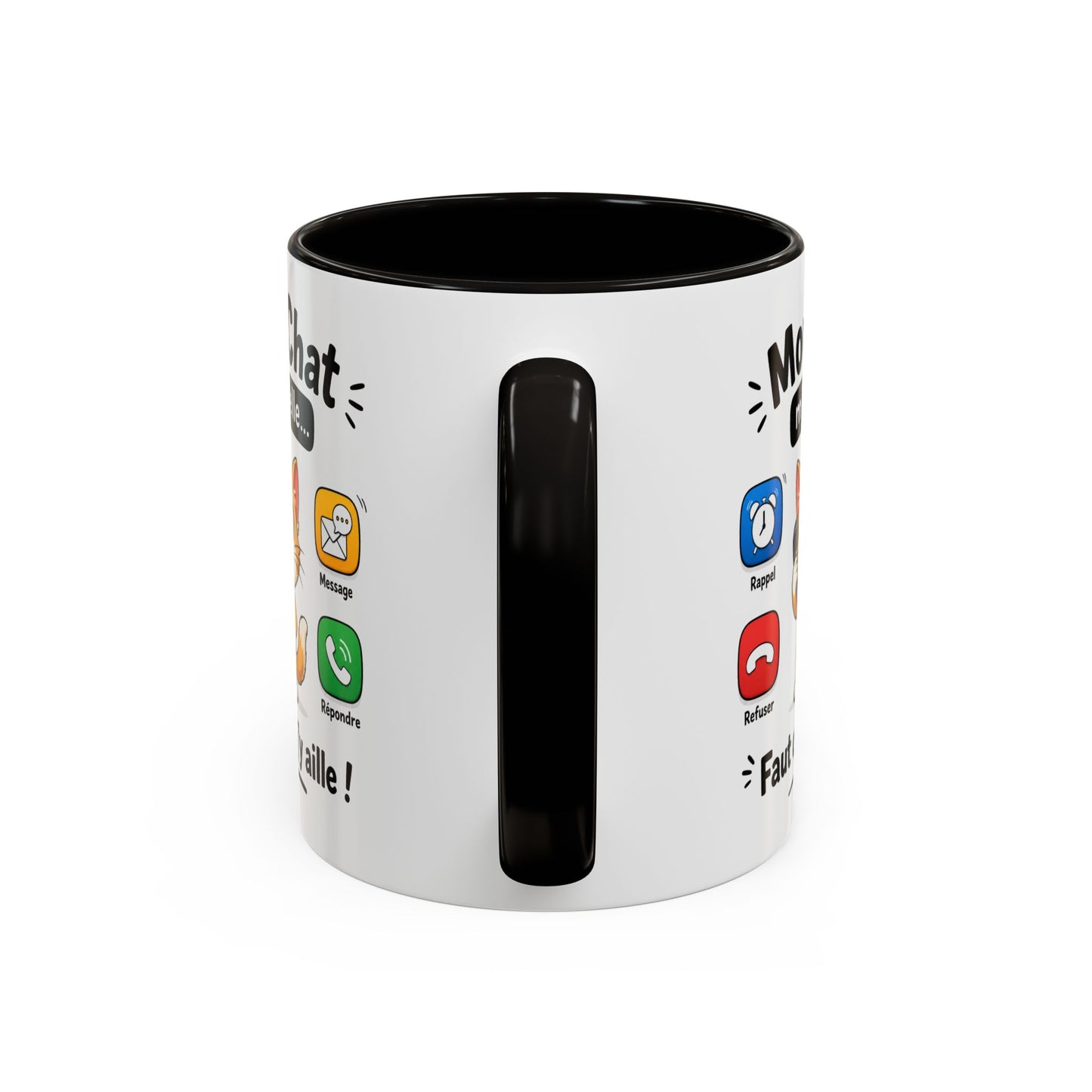 Tasse Mon Chat m’Appelle Faut que J’y Aille – Mug Humour Chat – Cadeau Femme Homme Amoureux des Chats 325ml