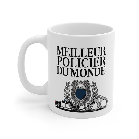 Tasse Meilleur Policier du Monde 325ml – Mug Céramique Badge Police et Menottes