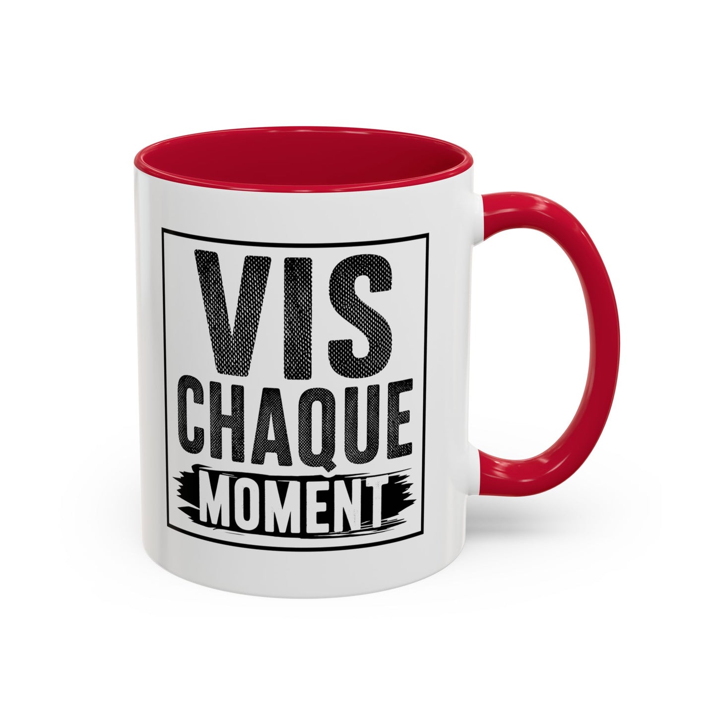 Mug Citation Positive – Vis Chaque Moment – Tasse Motivation Développement Personnel – Cadeau Homme et Femme Noir Bleu Rouge