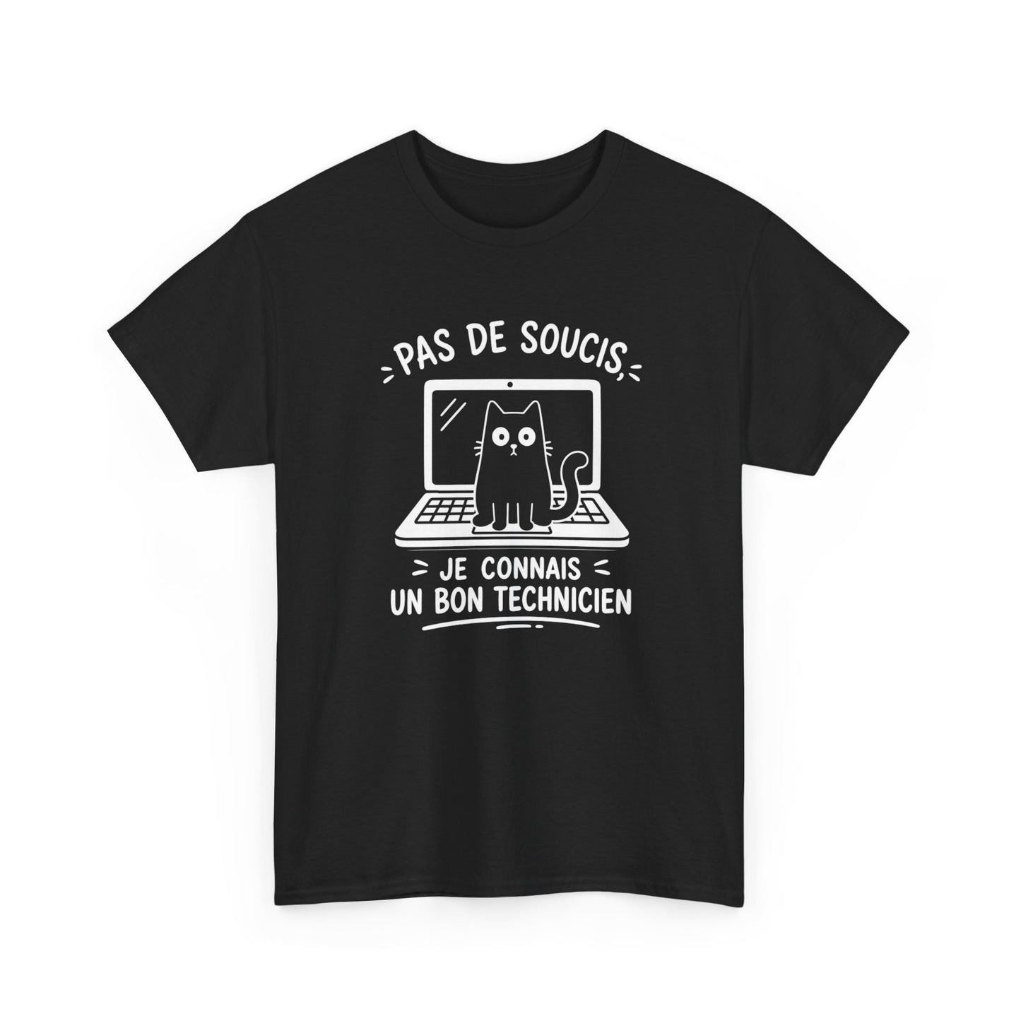 Tee-Shirt Informatique Homme et Femme – Chat Ordinateur Technicien Informatique – Cadeau Original Geek Informaticien Dépannage PC