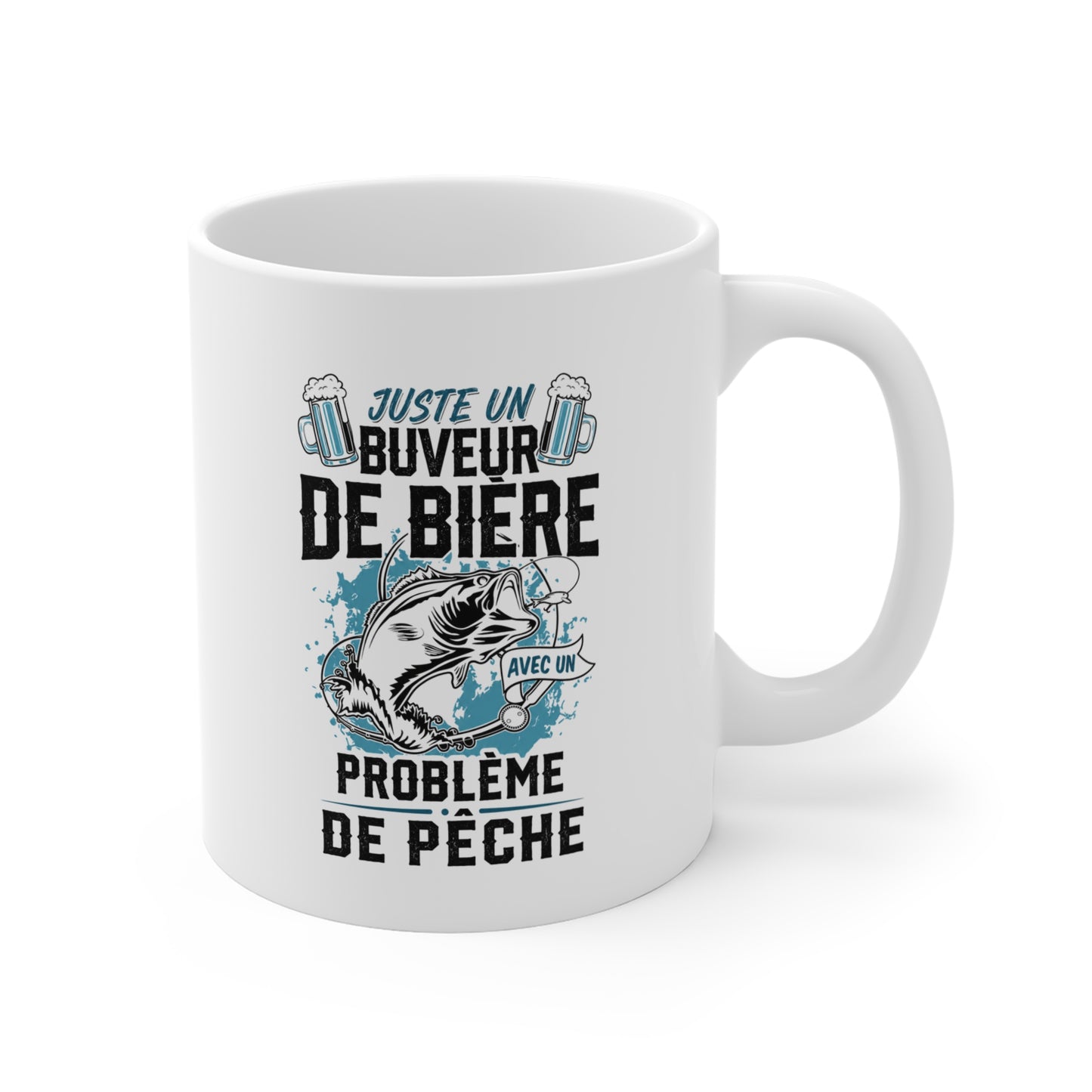 Mug Pêcheur Bière – Tasse Humoristique Poisson – Idée Cadeau Homme Passionné de Pêche – 325 ml