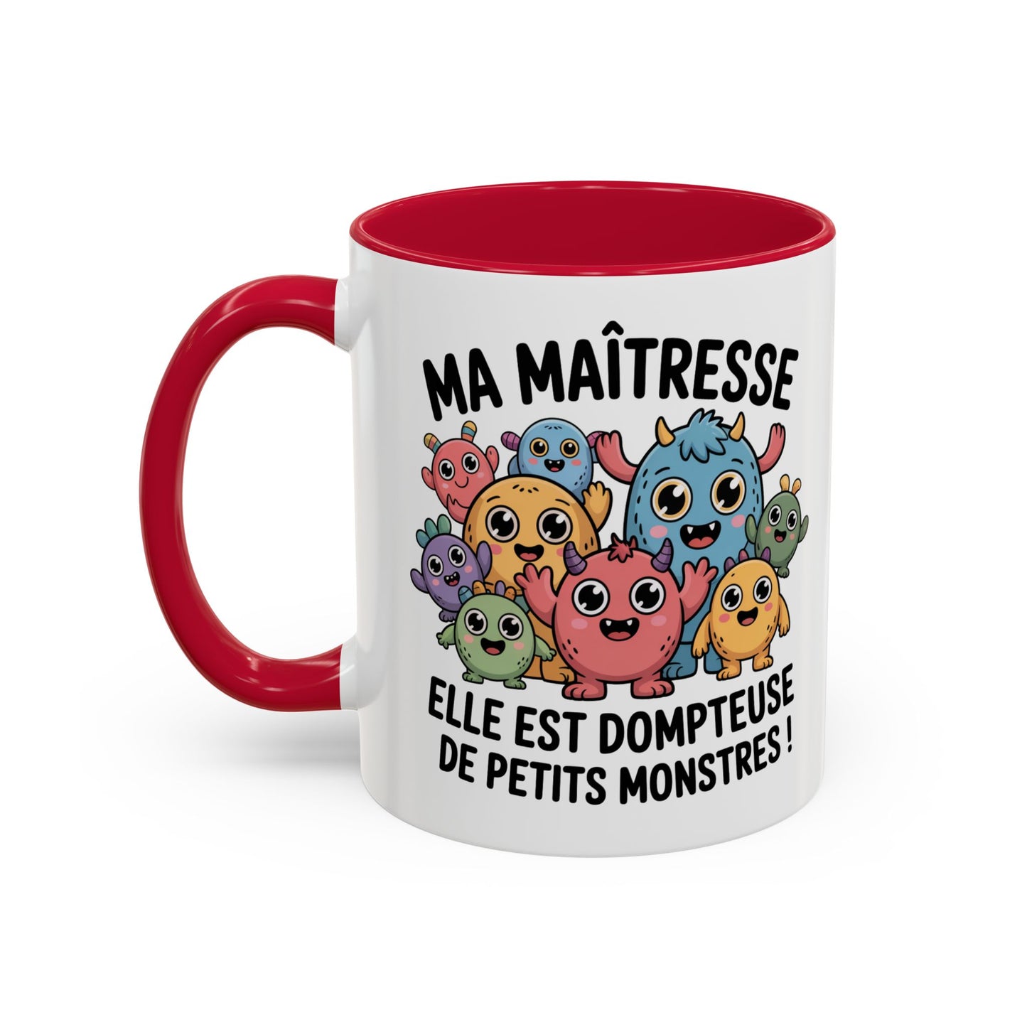 Tasse Maîtresse “Elle est dompteuse de petits monstres” – Mug Cadeau Maîtresse Drôle École – Cadeau