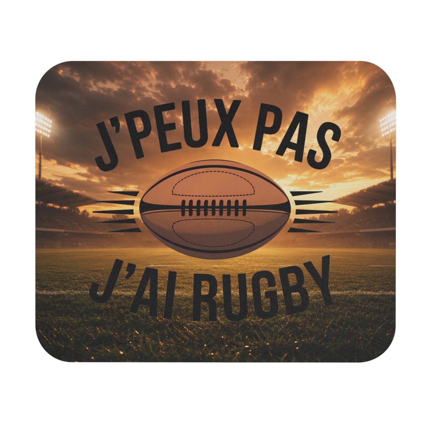 Tapis de Souris 22x18cm J'Peux Pas J'Ai Rugby – Cadeau Humour Rugbyman Homme Femme – Ballon Rugby Vintage Bureau