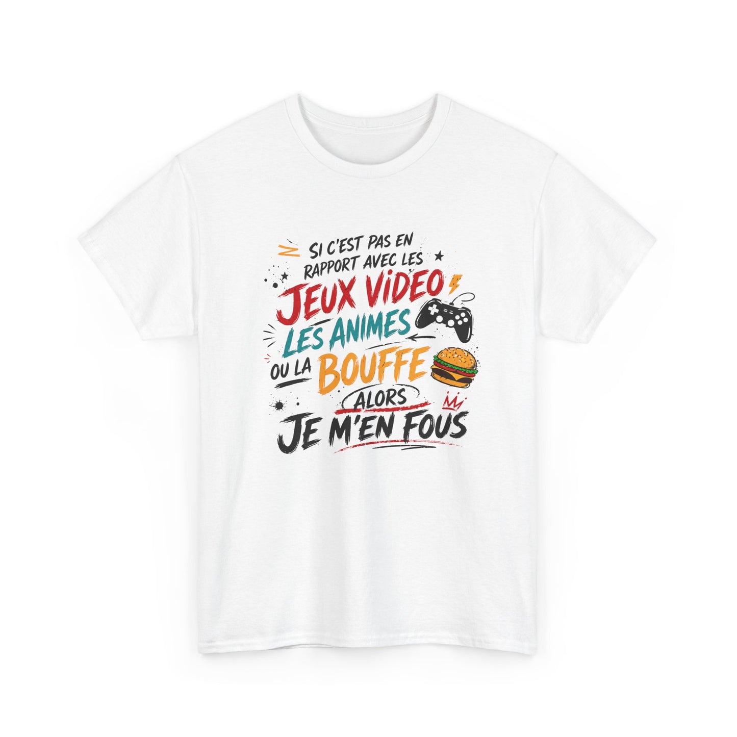 T-Shirt Gamer Homme Humour Jeux Vidéo Anime Bouffe – Alors Je M’en Fous – Cadeau Geek Gaming