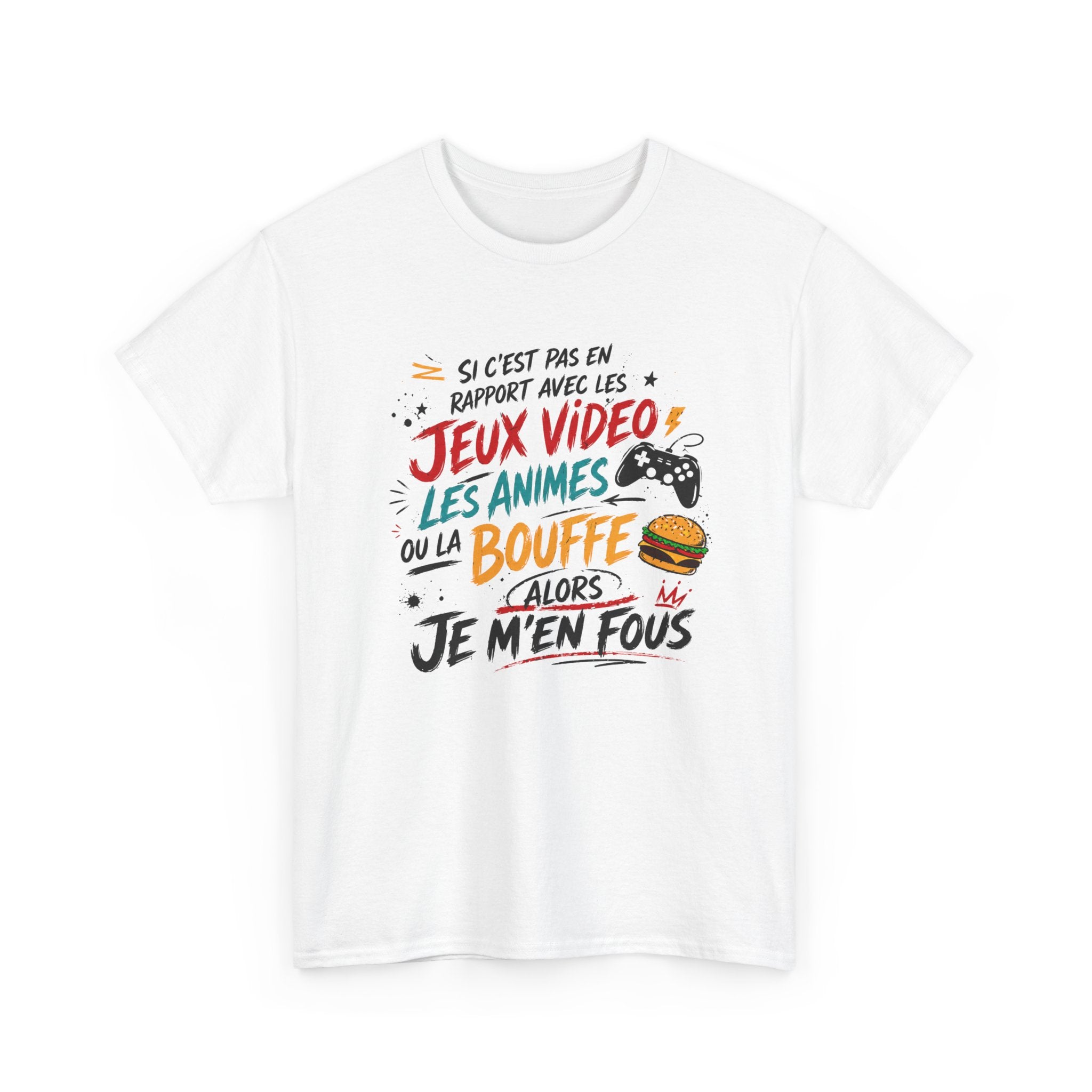 T-Shirt Gamer Homme Humour Jeux Vidéo Anime Bouffe – Alors Je M’en Fous – Cadeau Geek Gaming