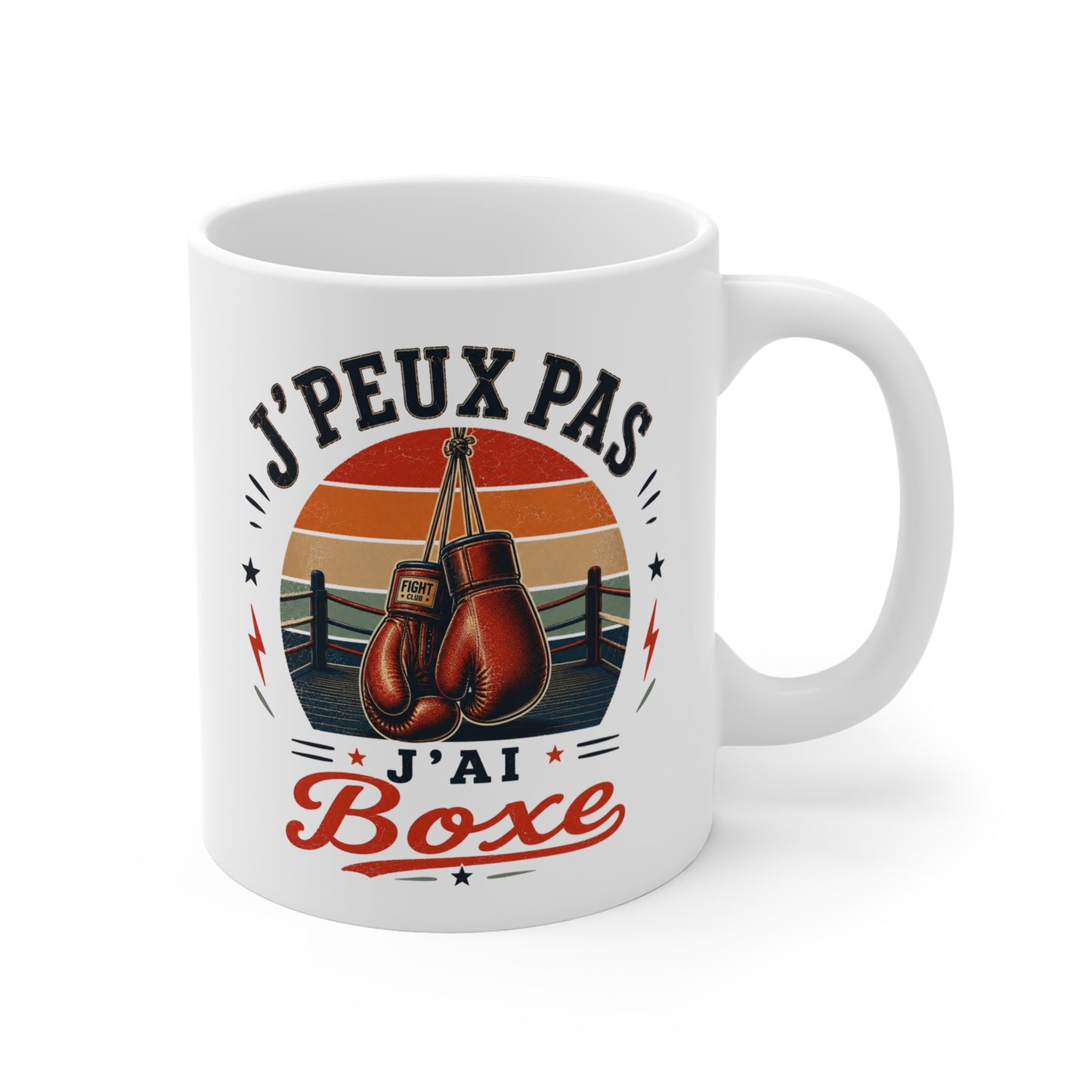 Tasse J’Peux Pas J’Ai Boxe – Mug Humour Boxeur Vintage – Cadeau Sport de Combat Homme Femme 325ml