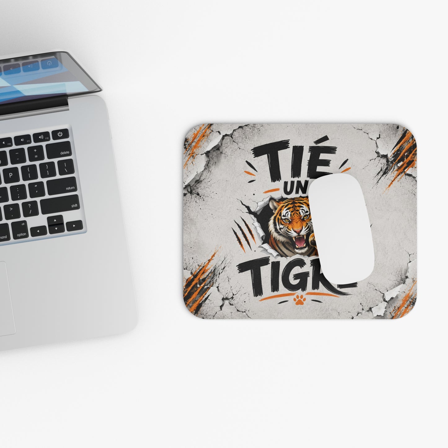 Tapis de Souris 22x18cm Tié Un Tigre Humour Marseillais Tigre Rugissant Cadeau Homme Femme Bureau Gaming Décoration Originale