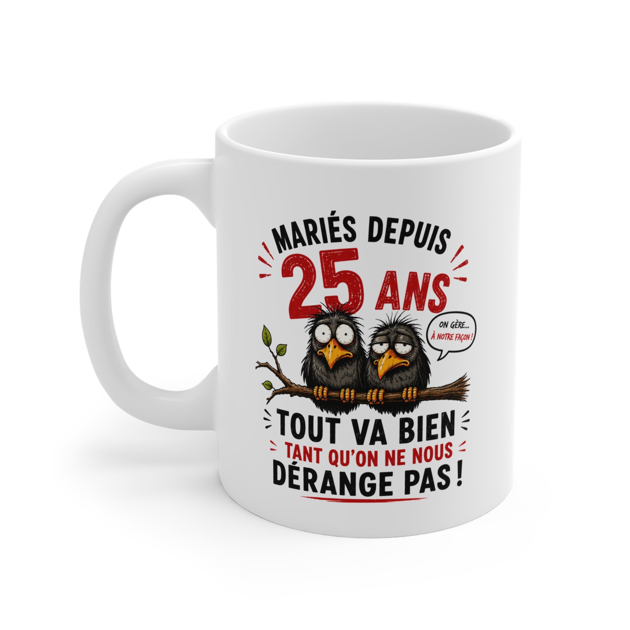 Tasse Mariés Depuis 25 Ans – Mug Humour Anniversaire de Mariage 25 Ans Homme Femme – Cadeau Noces d'Argent 325 ml