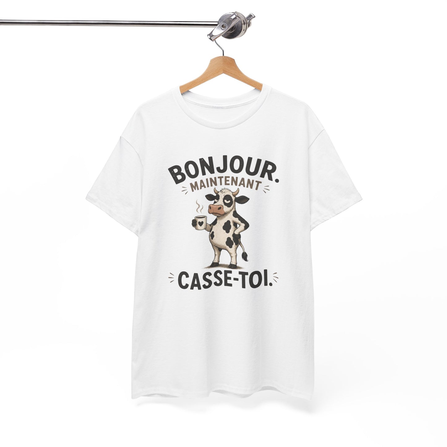 T-Shirt Humour Homme et Femme – Vache Drôle Café – Humour Sarcastique Mauvaise Humeur – Cadeau Original