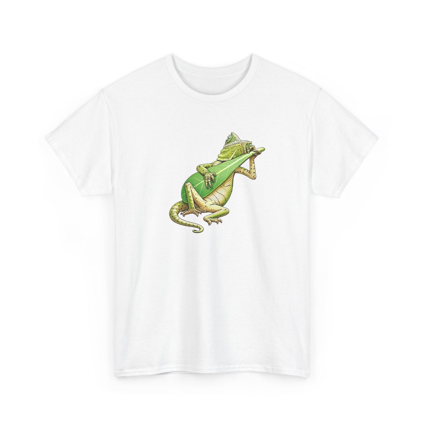 T-Shirt Lézard Fun Musique Nature – Reptile Joueur Instrument Feuille – Tee Shirt Original Humour Détente