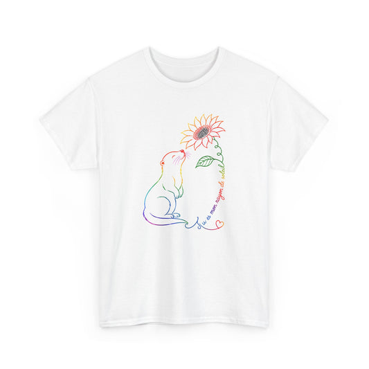 Tee Shirt Femme Loutre Tournesol Multicolore Animal Nature Fleur Cadeau Amoureuse des Loutres Original
