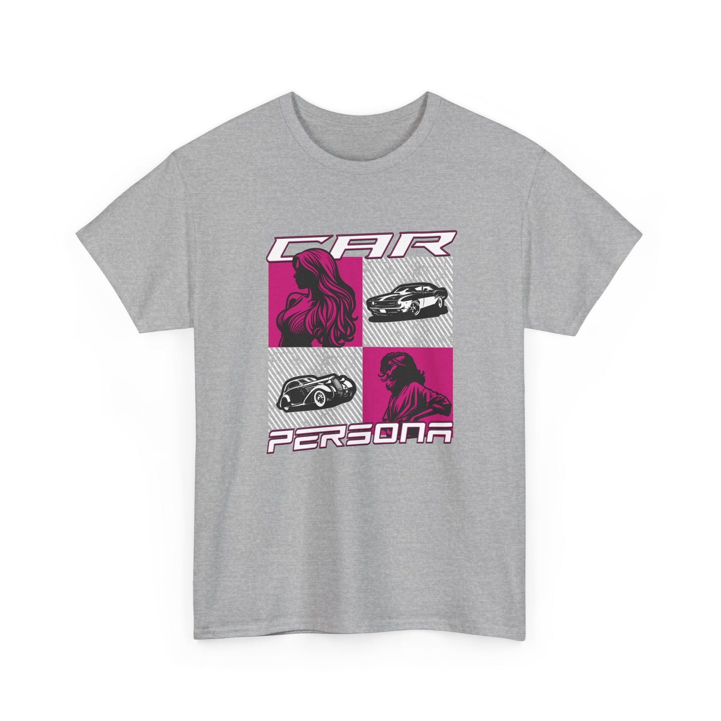 T-Shirt Femme Car Persona – Tee Shirt Voiture Vintage & Femme Style – Design Auto Chic Noir Blanc Gris Cadeau