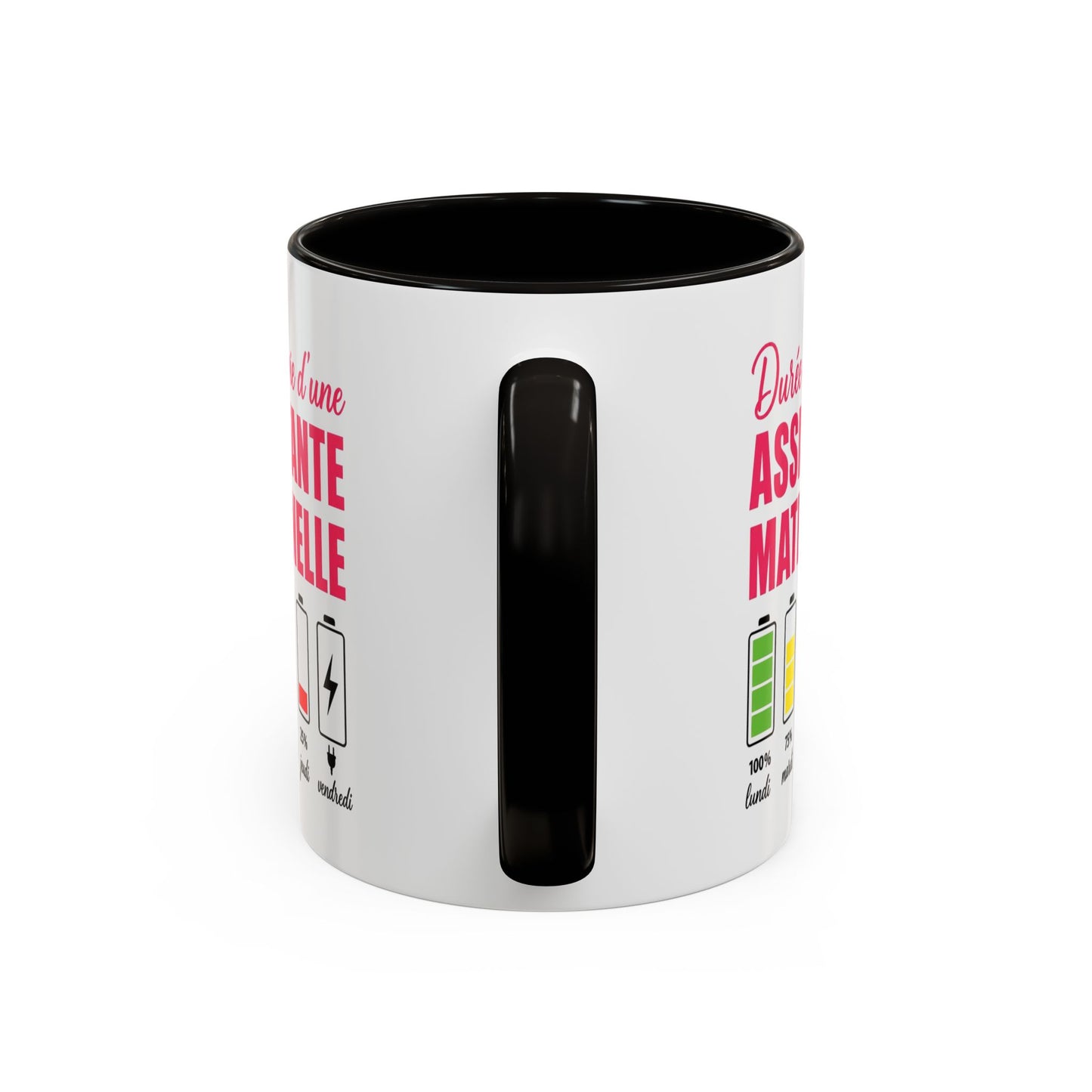 Mug Assistante Maternelle – Tasse Drôle Durée de Vie Batterie – Cadeau Humoristique Nounou et Garde d’Enfant 325ml