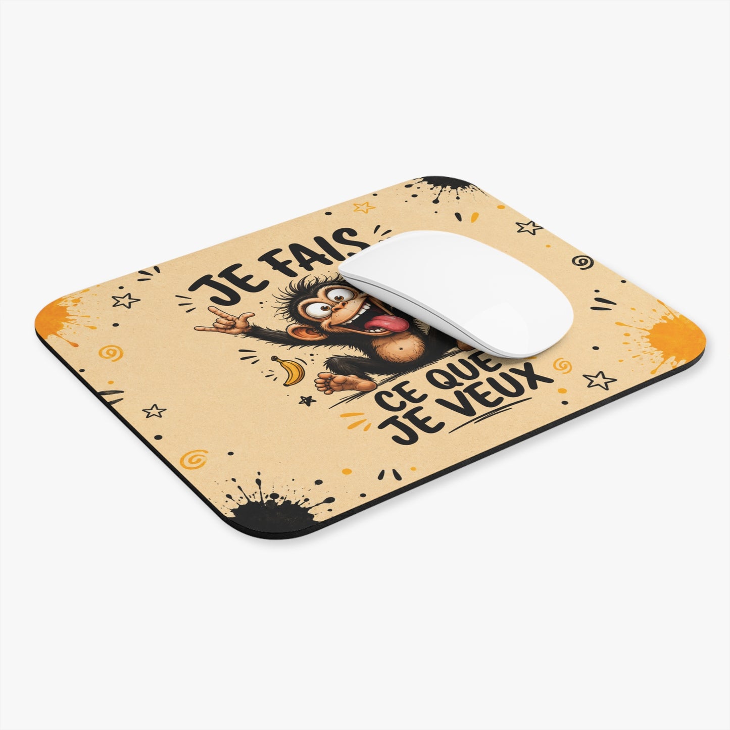 Tapis de Souris 22x18cm Je Fais Ce Que Je Veux – Singe Drôle et Déjanté – Cadeau Humour Bureau Homme et Femme