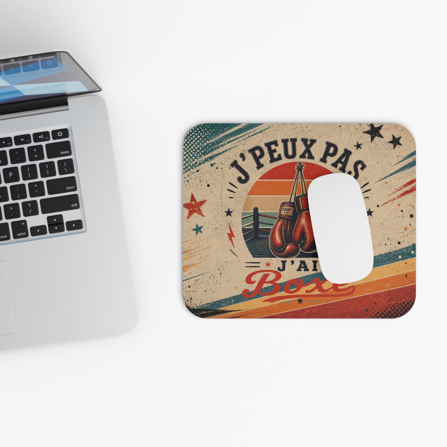 Tapis de Souris J'Peux Pas J'ai Boxe Vintage – Cadeau Boxe Homme et Femme – Accessoire Bureau Gamer Sport de Combat Original