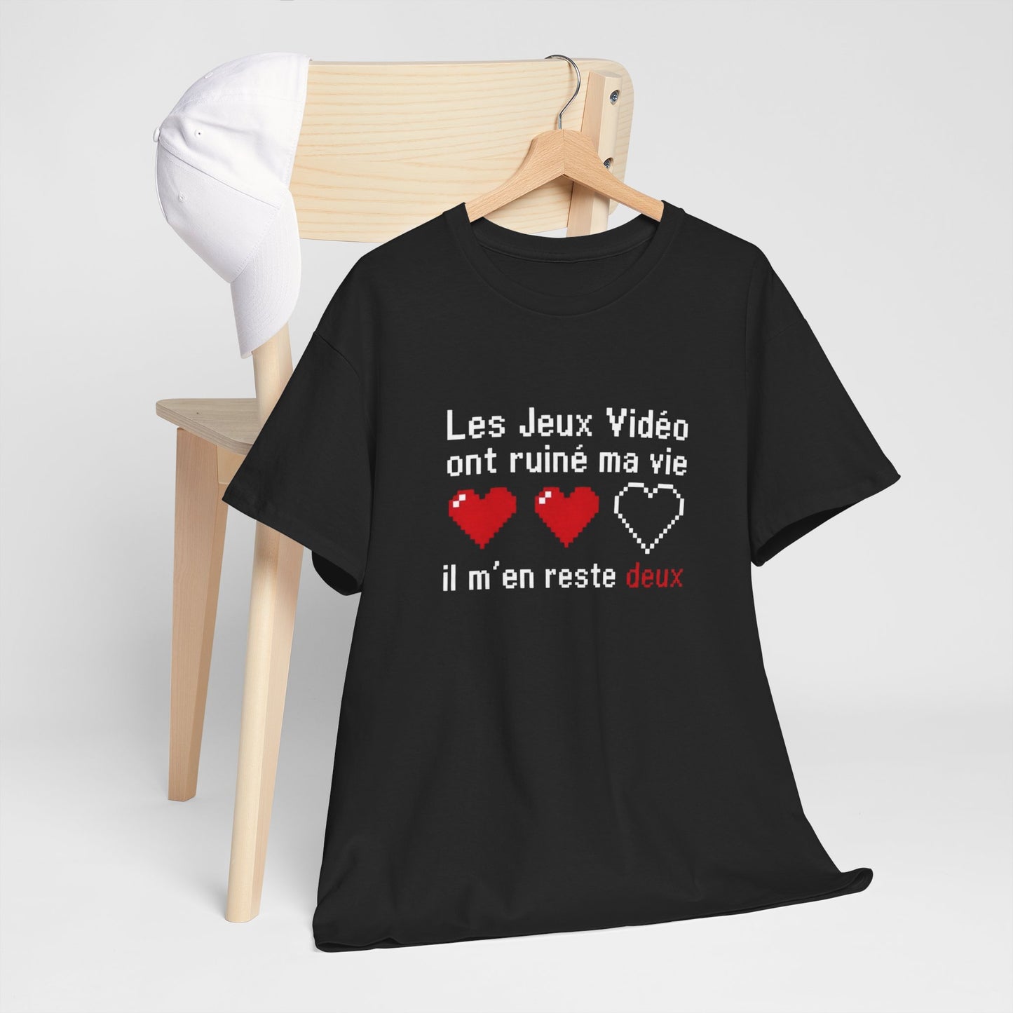 T-Shirt Gamer Humour Homme Femme – Les Jeux Vidéo Ont Ruiné Ma Vie Il M’en Reste Deux – Tee Shirt Gaming Geek Retro Pixel