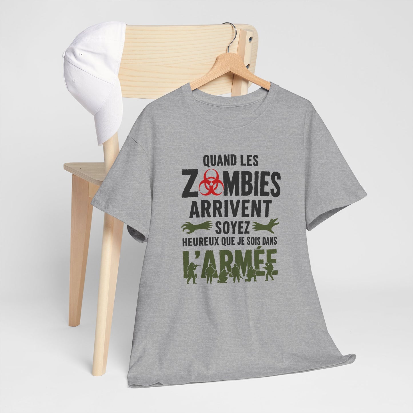 Tee Shirt Homme et Femme Zombie Armée Militaire Humour Survival Apocalypse Idée Cadeau