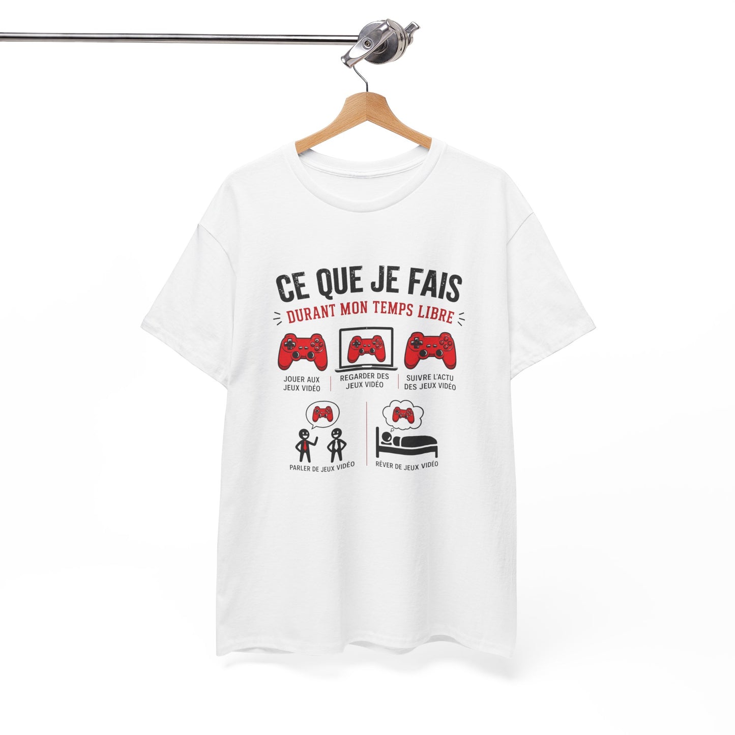 T-Shirt Gamer Homme Femme – Ce Que Je Fais Durant Mon Temps Libre – Tee Shirt Jeux Vidéo Humour Geek Gaming