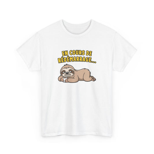 T-Shirt Humour Paresseux En Cours de Redémarrage – Tee Shirt Drôle Adulte Fatigue Café Travail Bureau Citation Fun Cadeau Collègue Homme Femme
