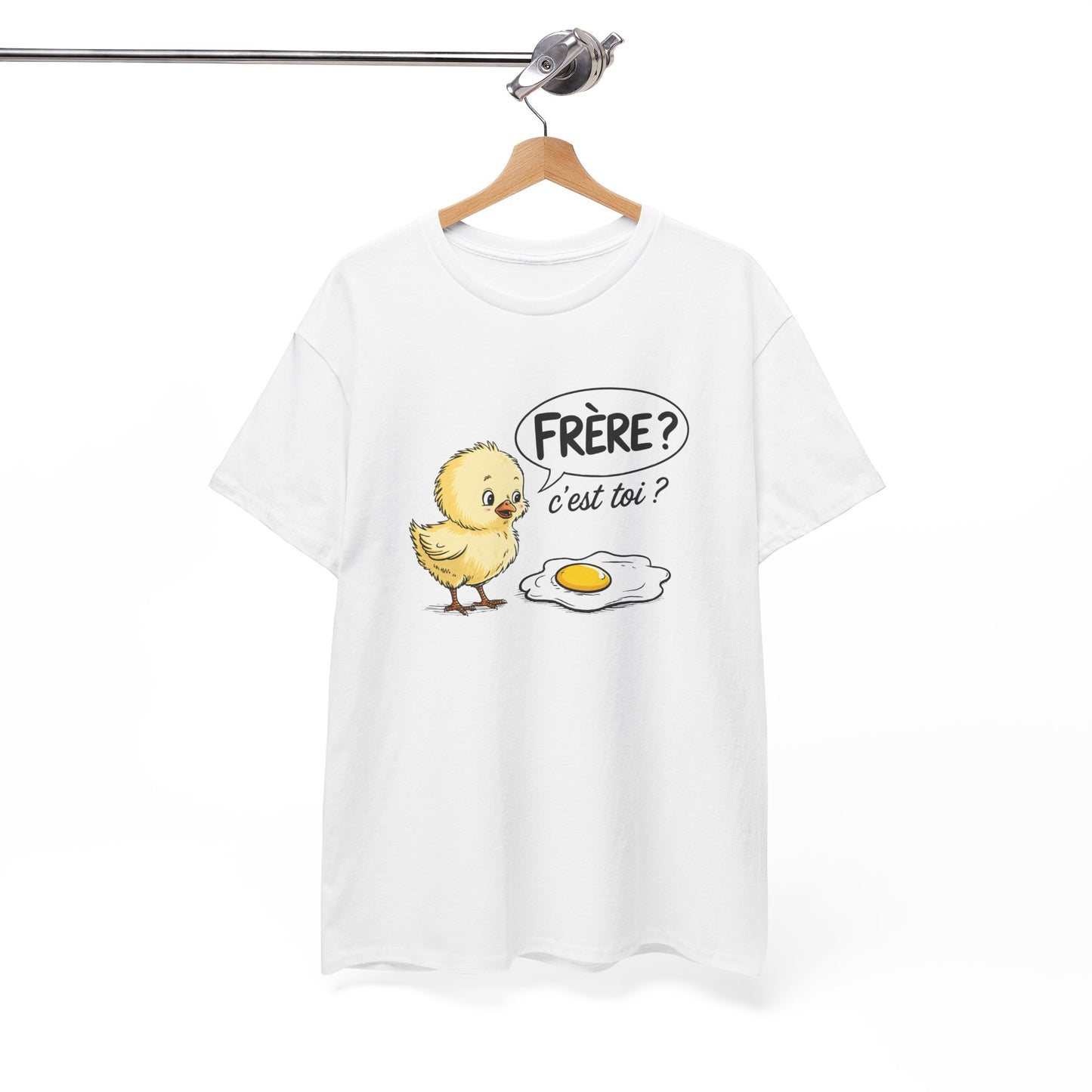 T-Shirt Humoristique Poussin Homme Femme – Tee Shirt Drôle Jeu de Mot Œuf Frère – Cadeau Fun Noir Blanc Gris