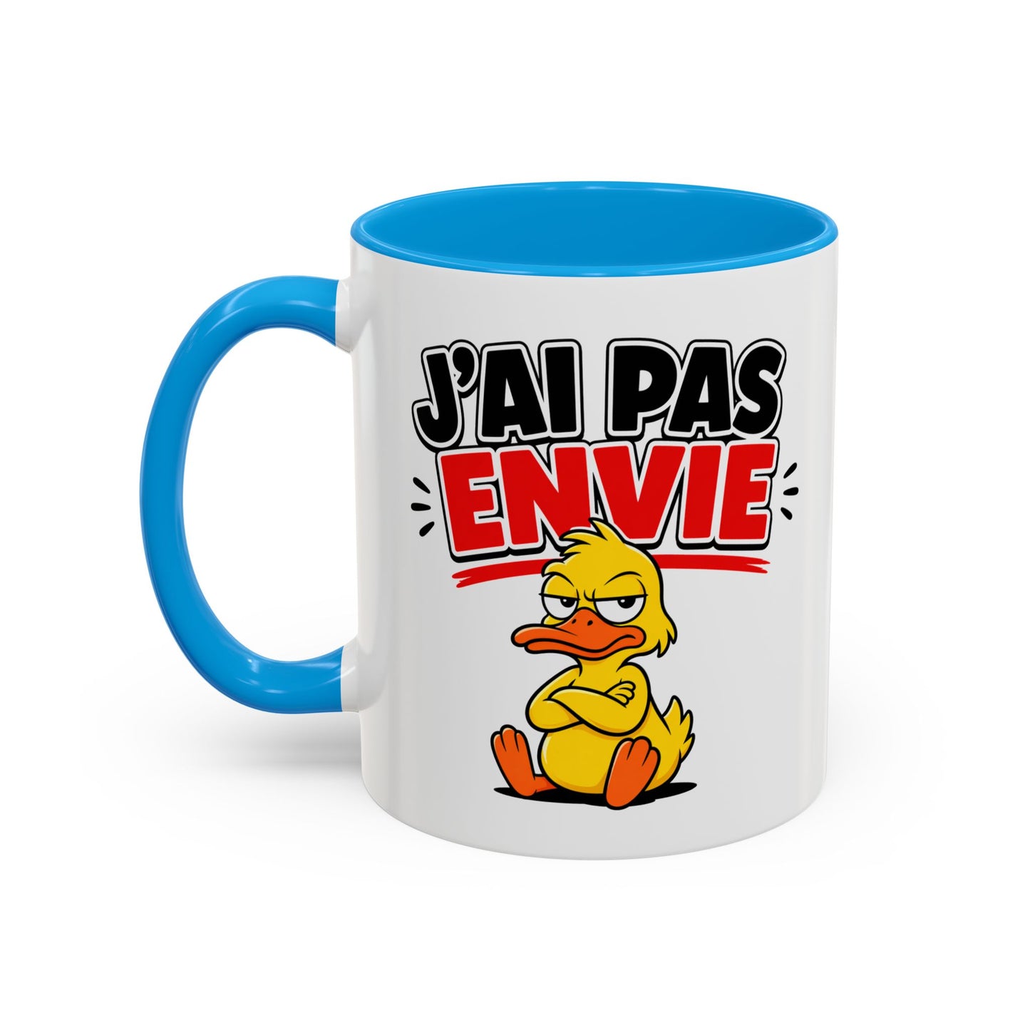 Mug Drôle J’ai Pas Envie – Tasse Humoristique avec Canard Boudeur – Cadeau Humour Bureau Travail Café 325ml