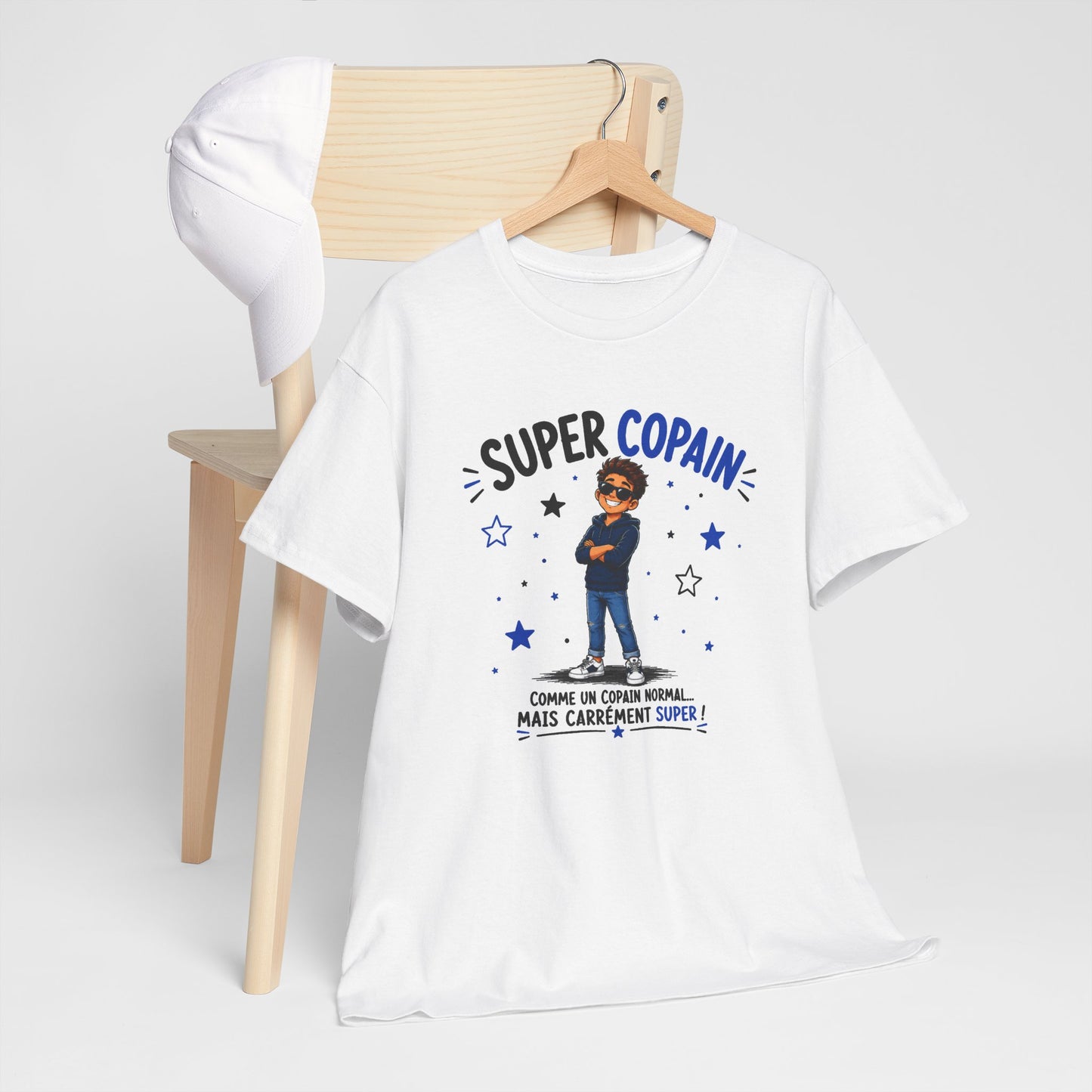 Tee Shirt Super Copain Homme – Comme un Copain Normal Mais Carrément Super – T-Shirt Humour Cadeau Amitié Original