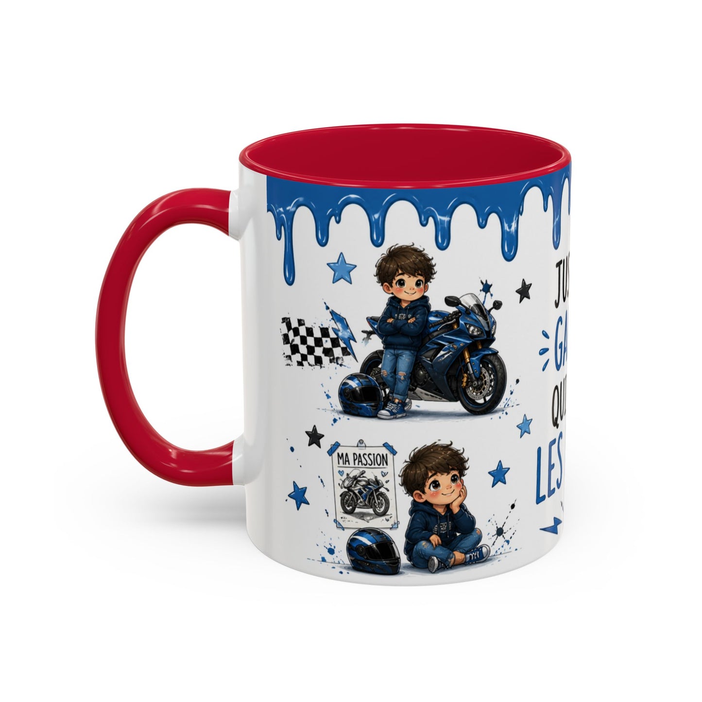 Tasse Juste Un Garçon Qui Adore Les Motos – Mug Moto Sportive et Univers Kawaii – Céramique 325ml