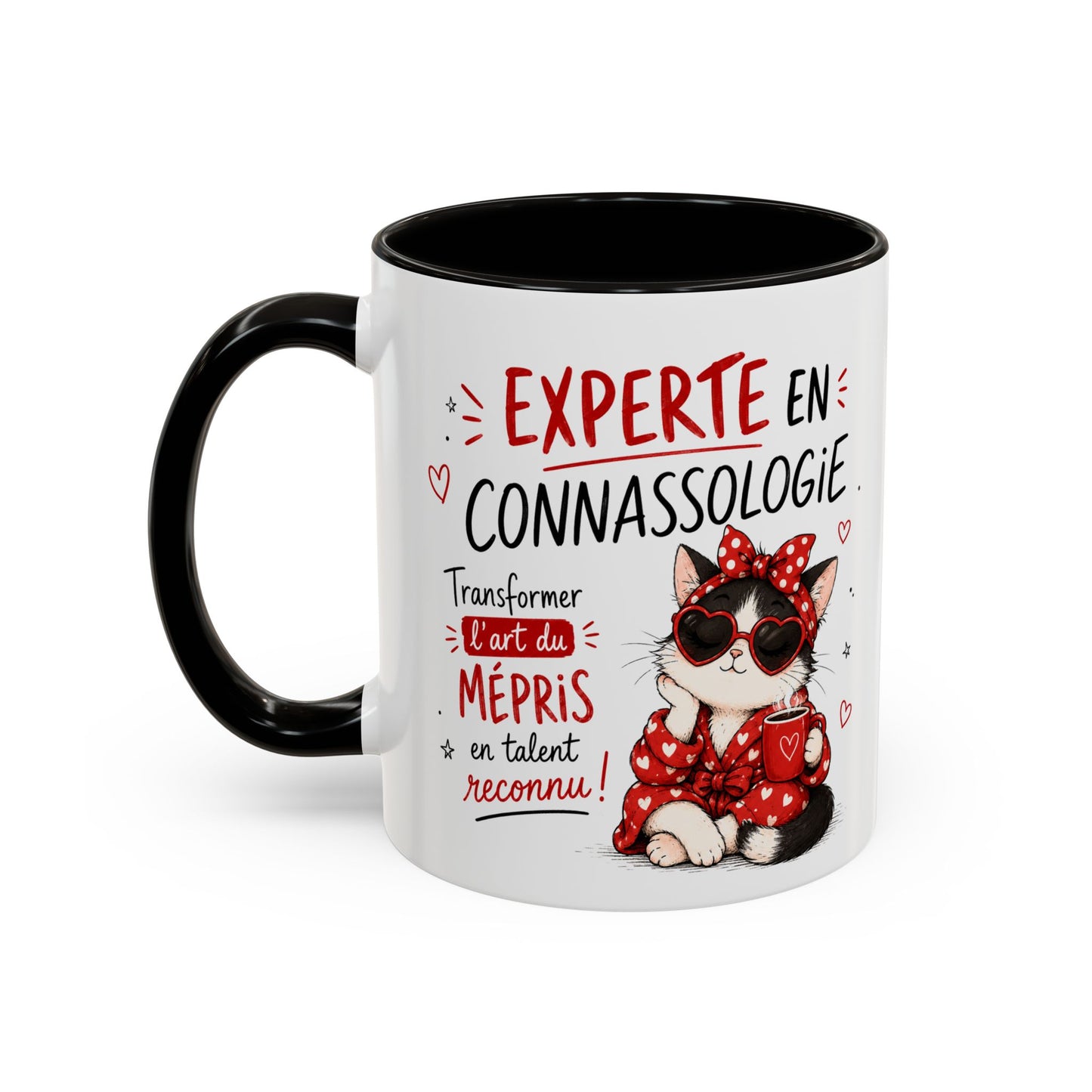 Tasse Experte en Connassologie – Mug Chat Humour Sarcastique – Cadeau Femme Drôle 325ml