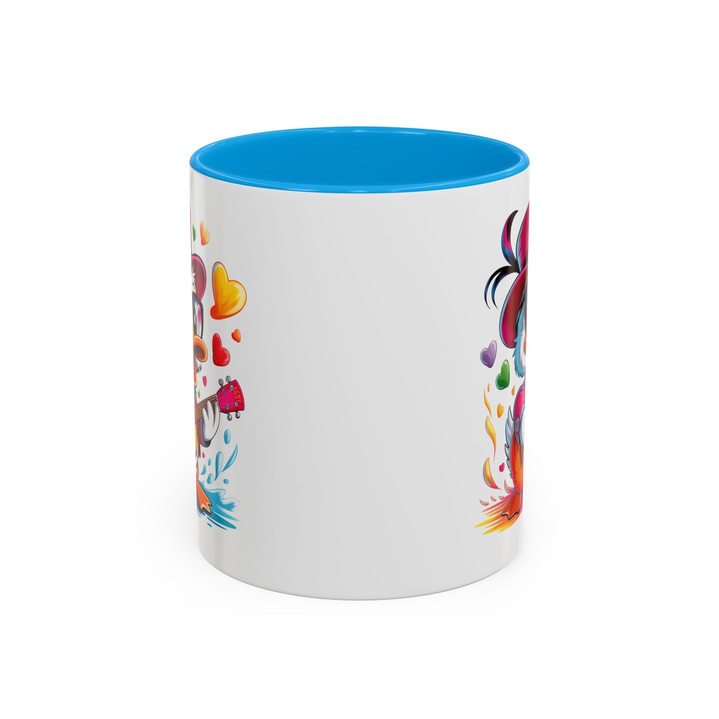 Mug Canard Musicien Stylé – Tasse Design Fun avec Guitare, Lunettes et Cœurs – Cadeau Original 325ml