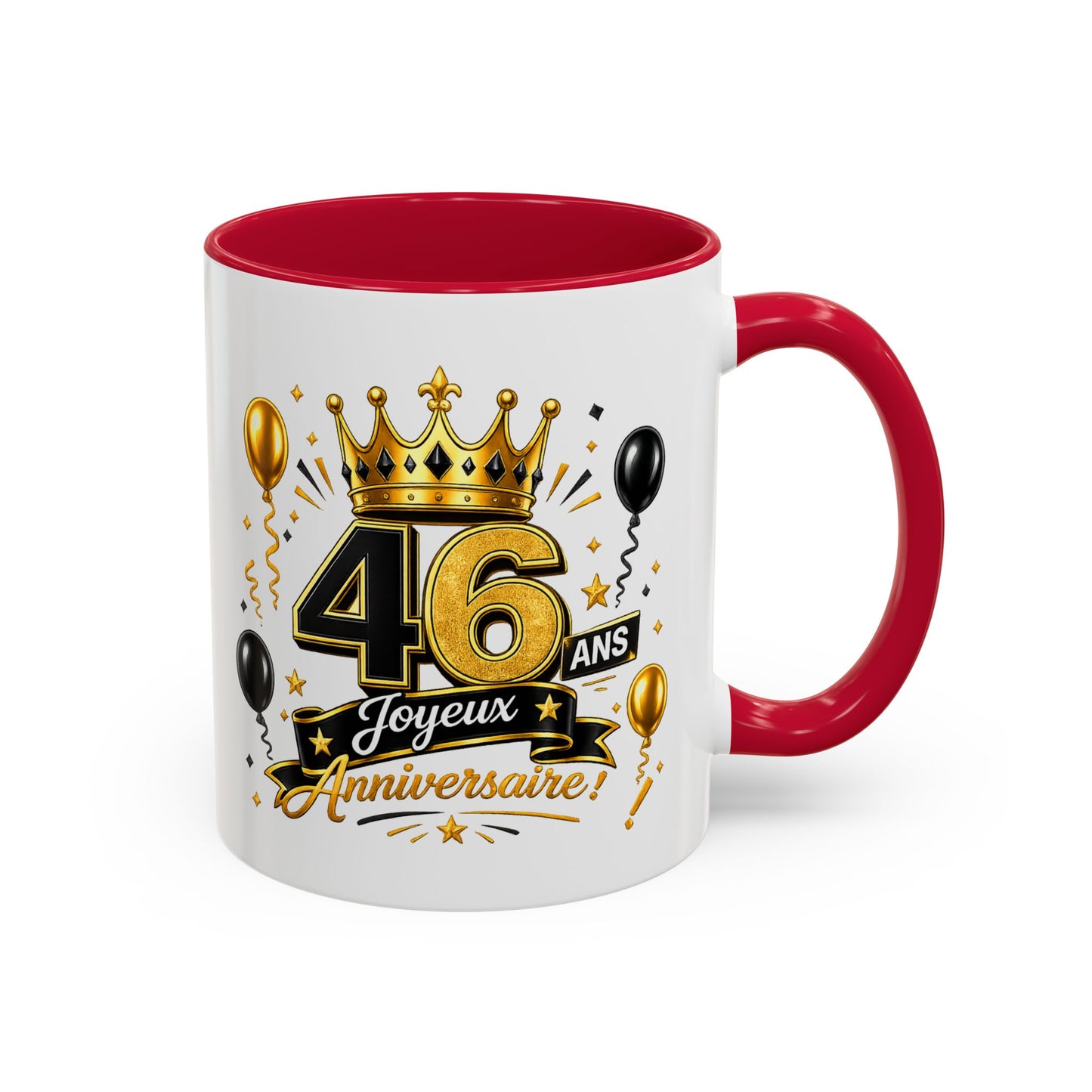 Mug Joyeux 46 Ans – Tasse Anniversaire 46 Ans – Cadeau Original pour Femme Homme – Idée Cadeau 46e Anniversaire Noir Bleu Rouge